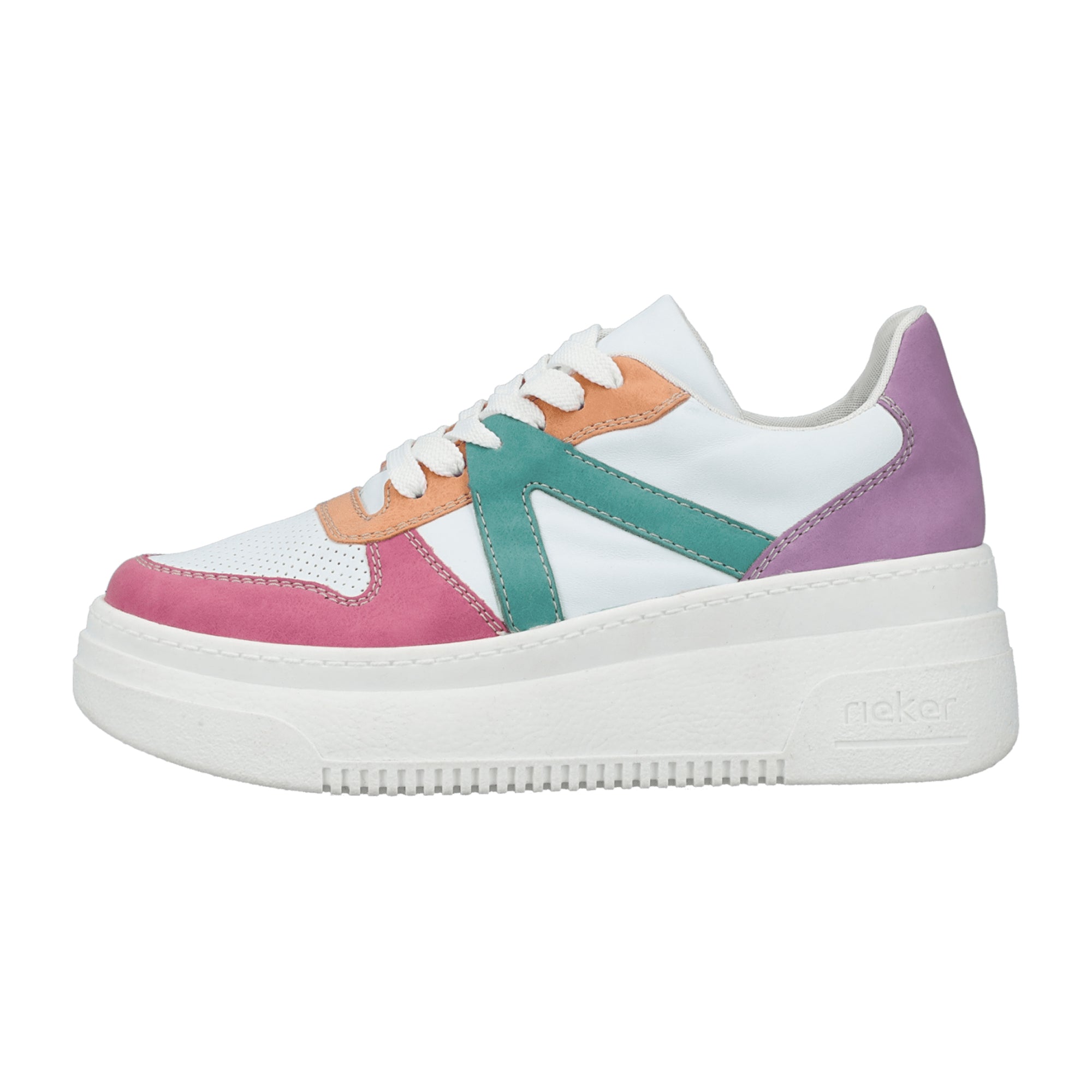 Rieker Women's White Sneakers M7814-90 Faux Leather Textile Lining