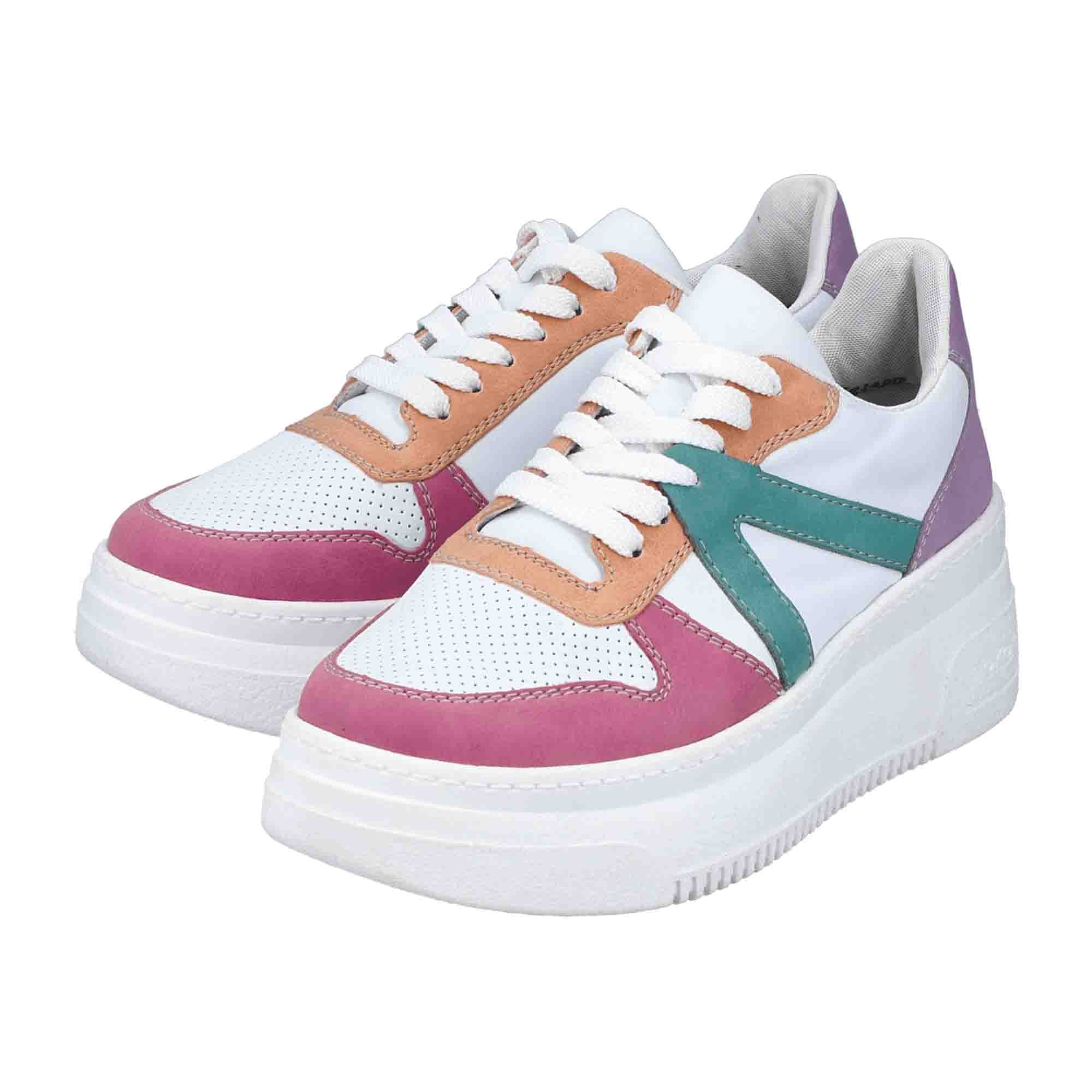 Rieker Women's White Sneakers M7814-90 Faux Leather Textile Lining