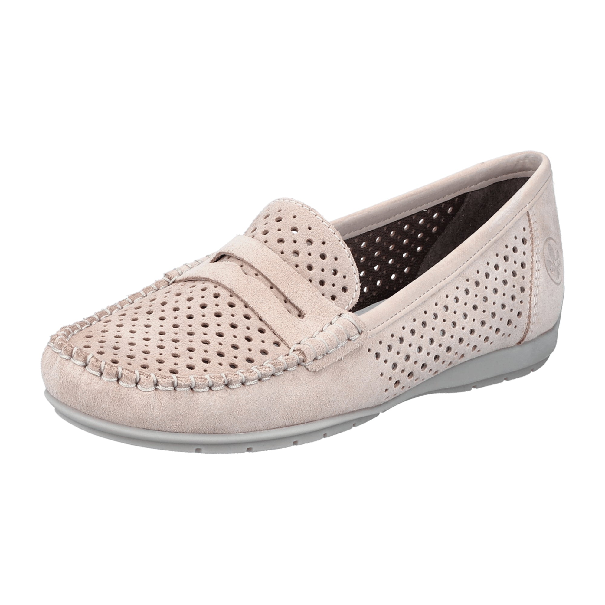 Rieker Women's Pink Leather Slip-On Shoes Comfortable Flat Sole