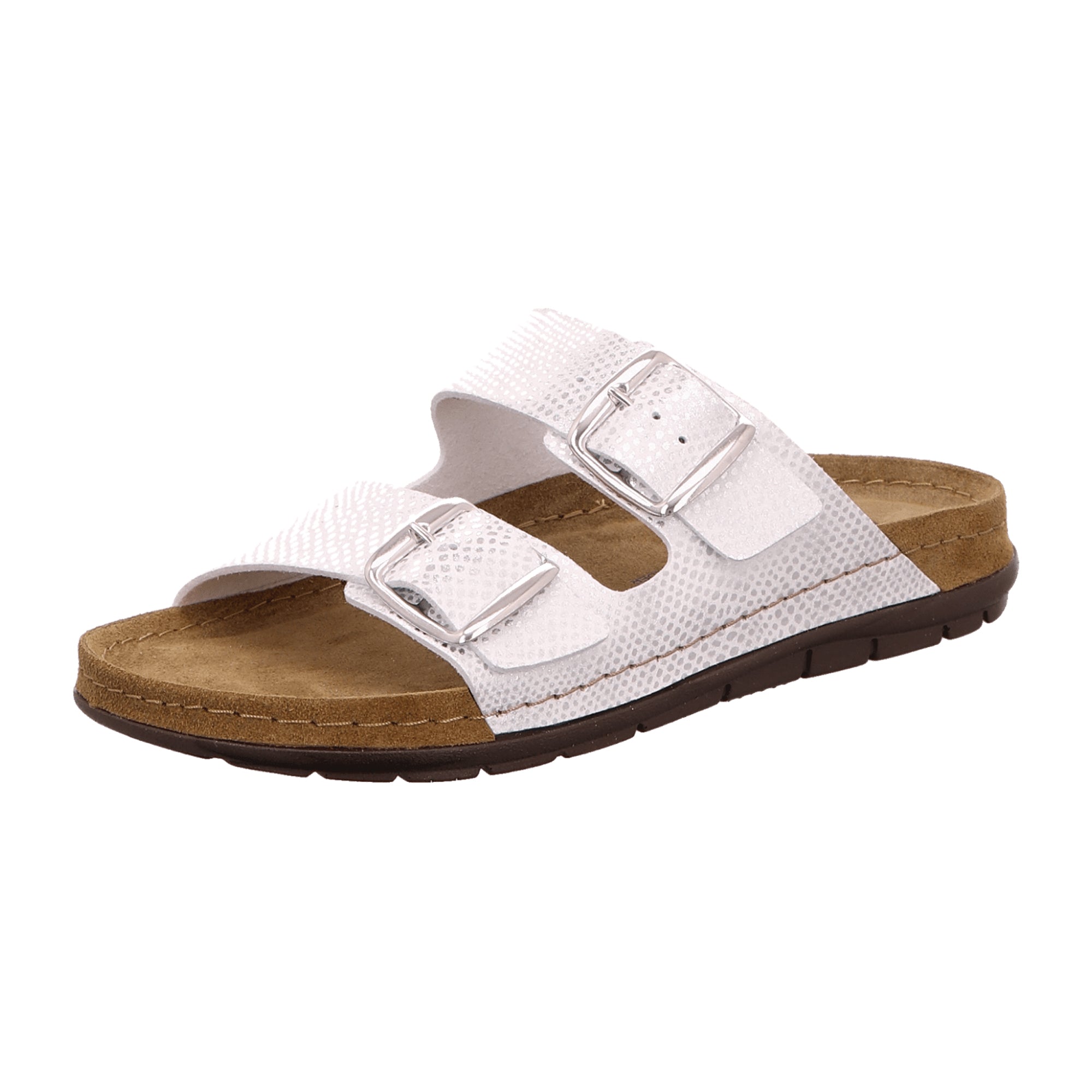 Rohde Rodigo-D Women's Silver Sandals with Buckle Closure and Wedge Heel