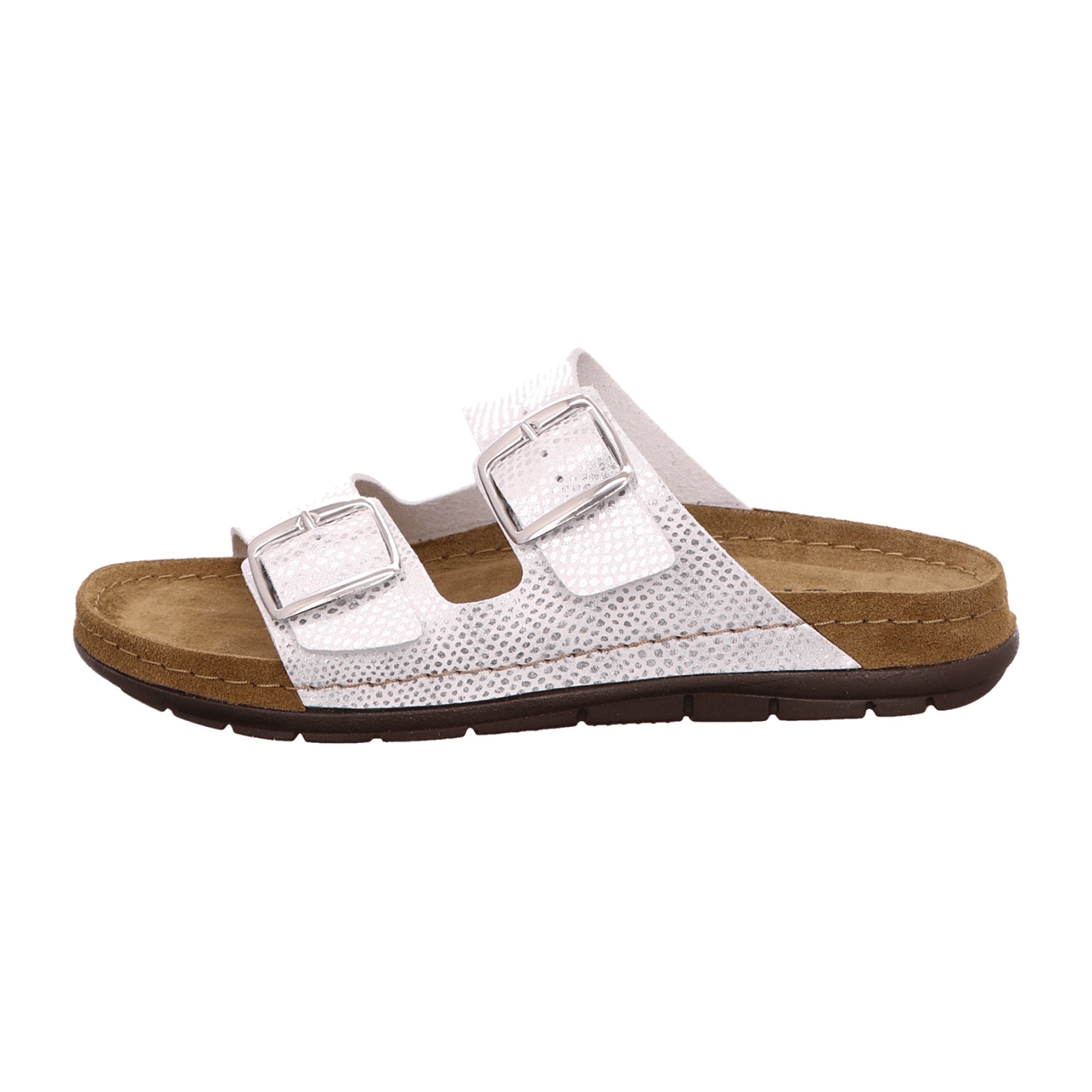 Rohde Rodigo-D Women's Silver Sandals with Buckle Closure and Wedge Heel