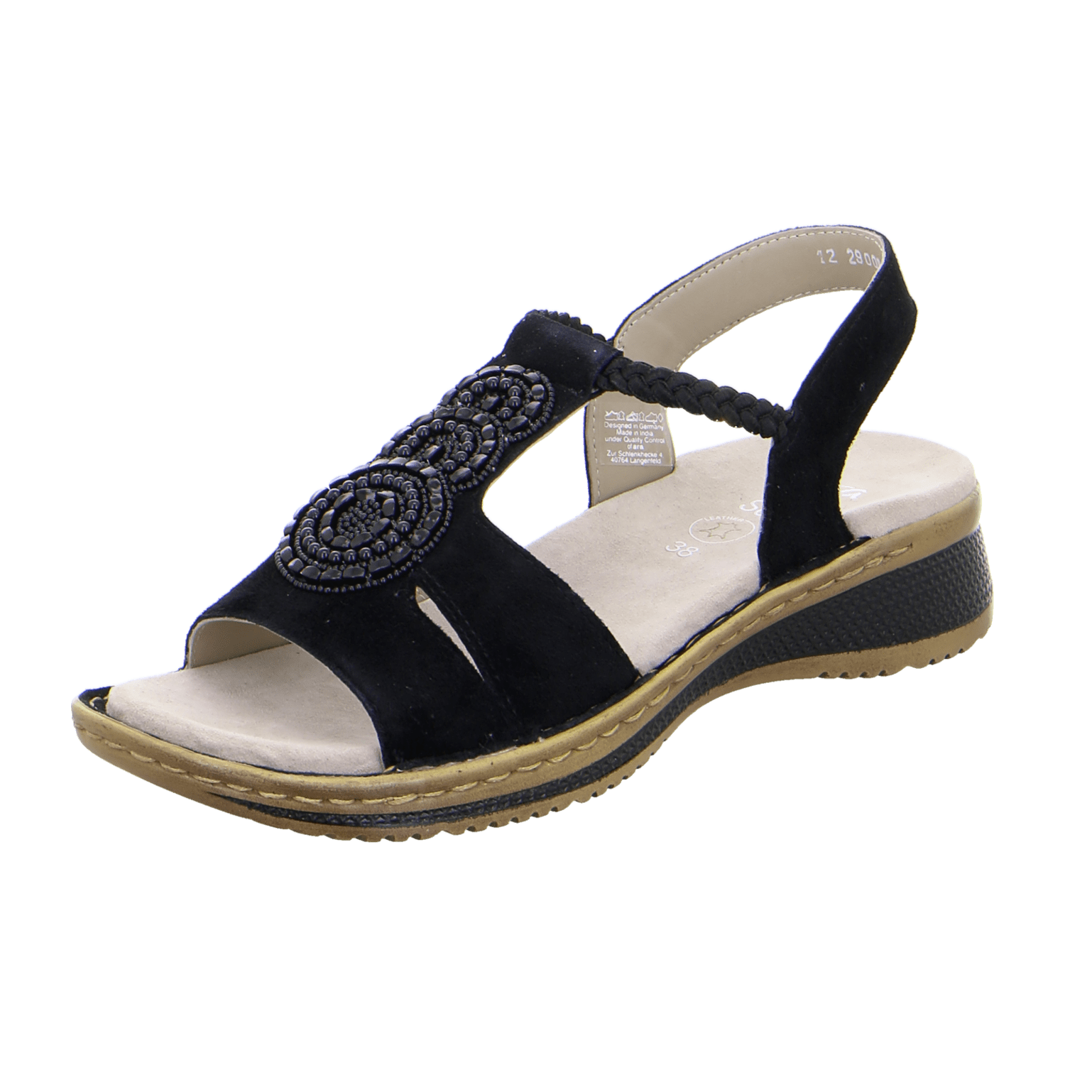 ARA HAWAII Women's Suede Sandals with Hook-and-Loop Closure Black Classic - Bartel-Shop
