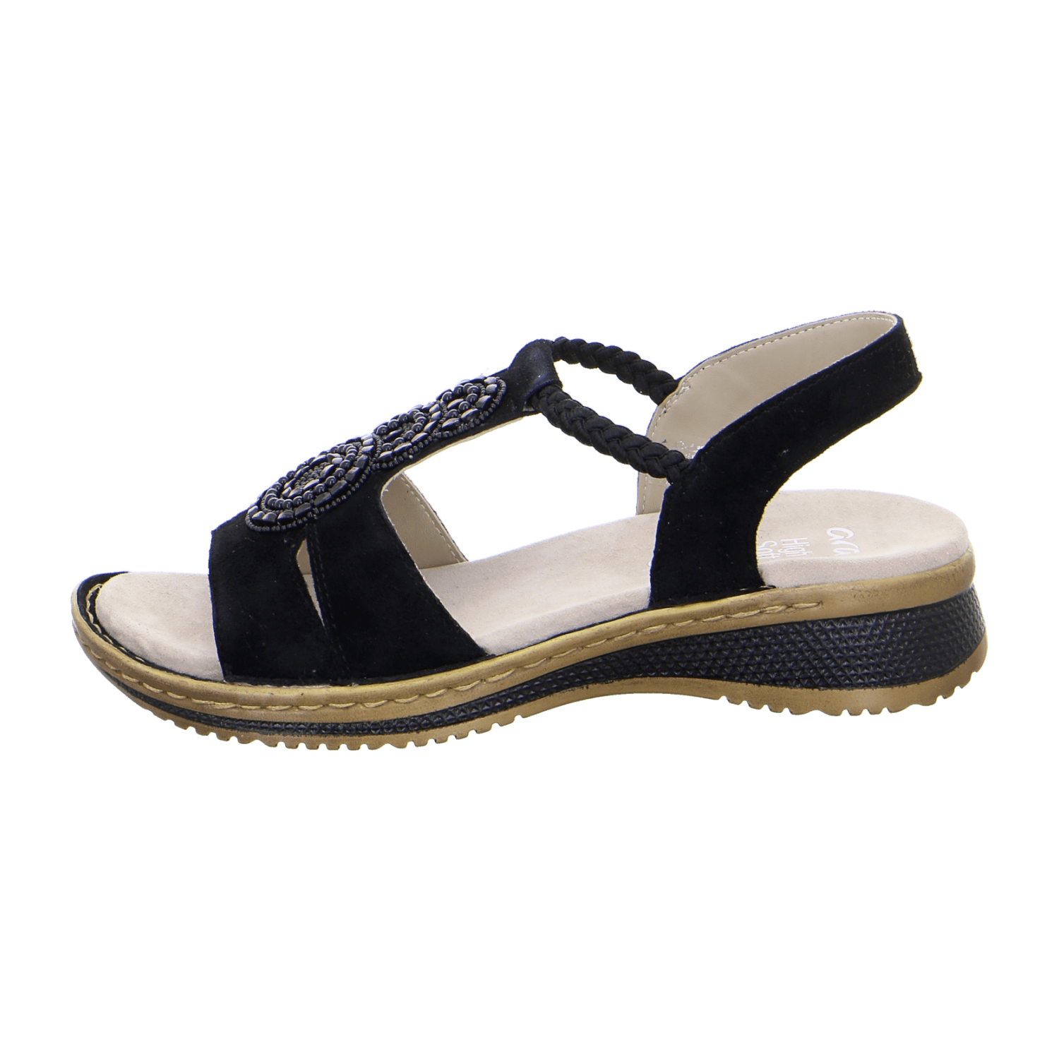 ARA HAWAII Women's Suede Sandals with Hook-and-Loop Closure Black Classic - Bartel-Shop