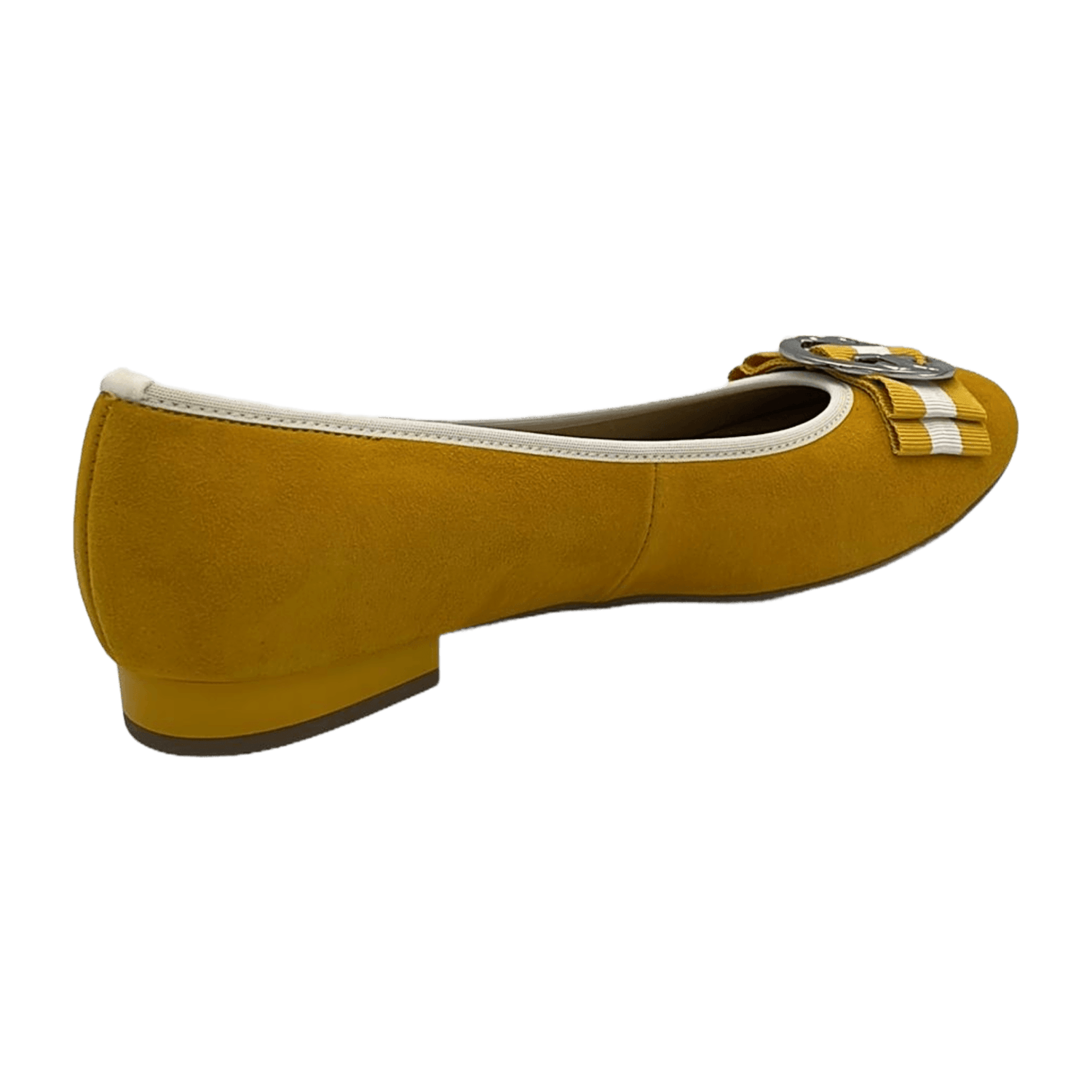 ARA PISA Women's Ballet Flats in Yellow Nubuck Leather with Round Toe and Textile Lining