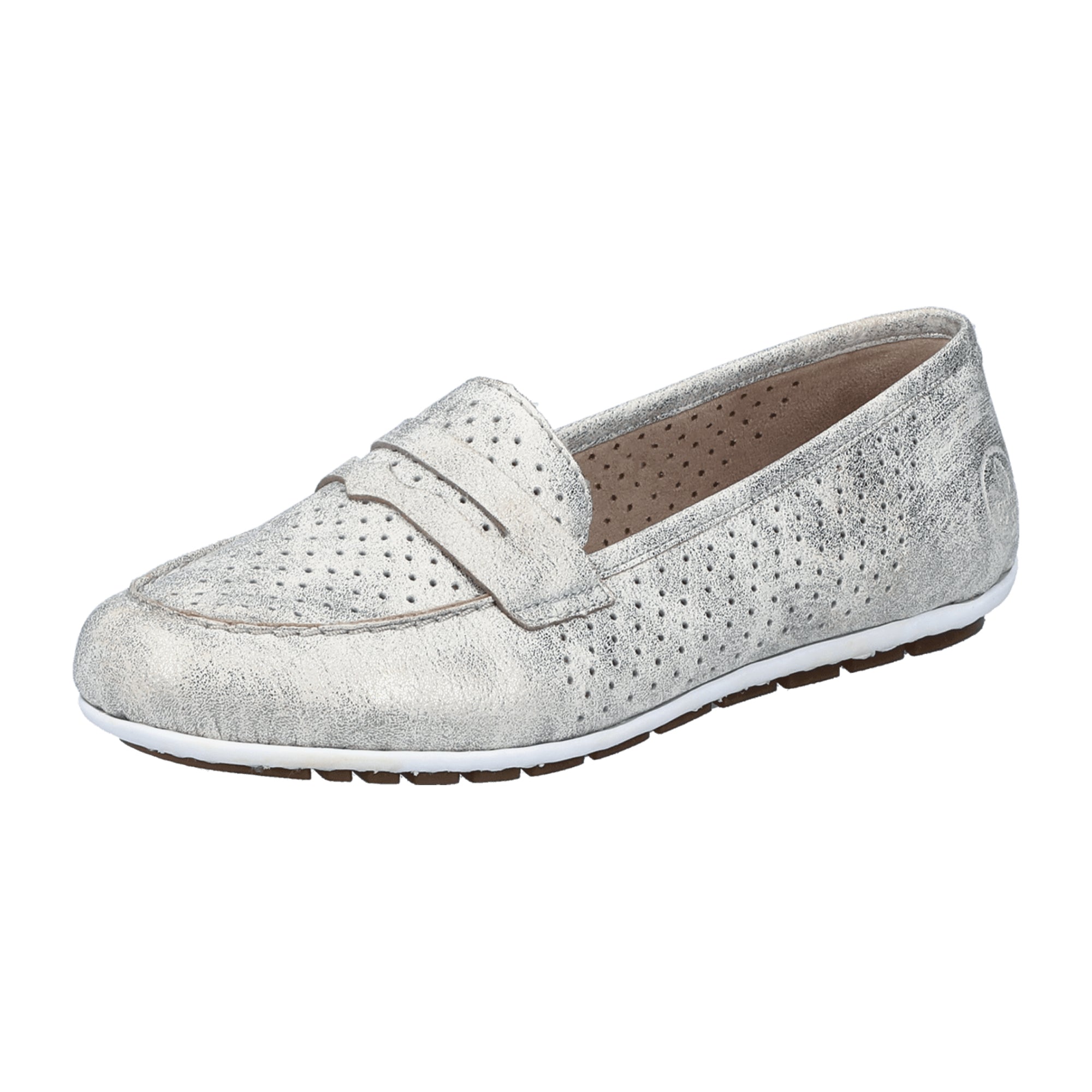 Rieker Women's Slip-On Flat Shoes Beige Faux Leather Comfortable Casual Footwear