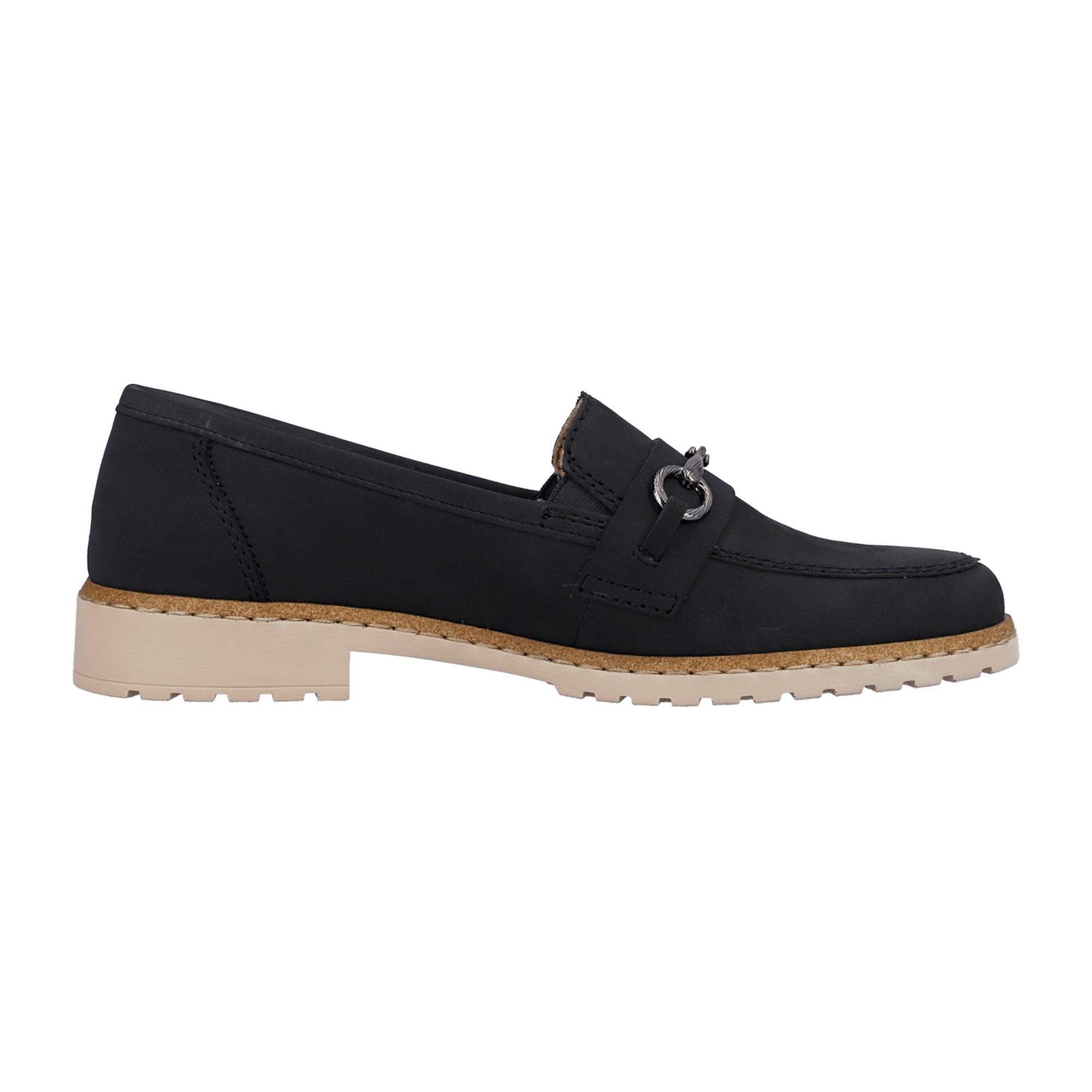 Rieker Women's Blue Suede Loafers Slip-On Comfortable Shock-Absorbing Sole