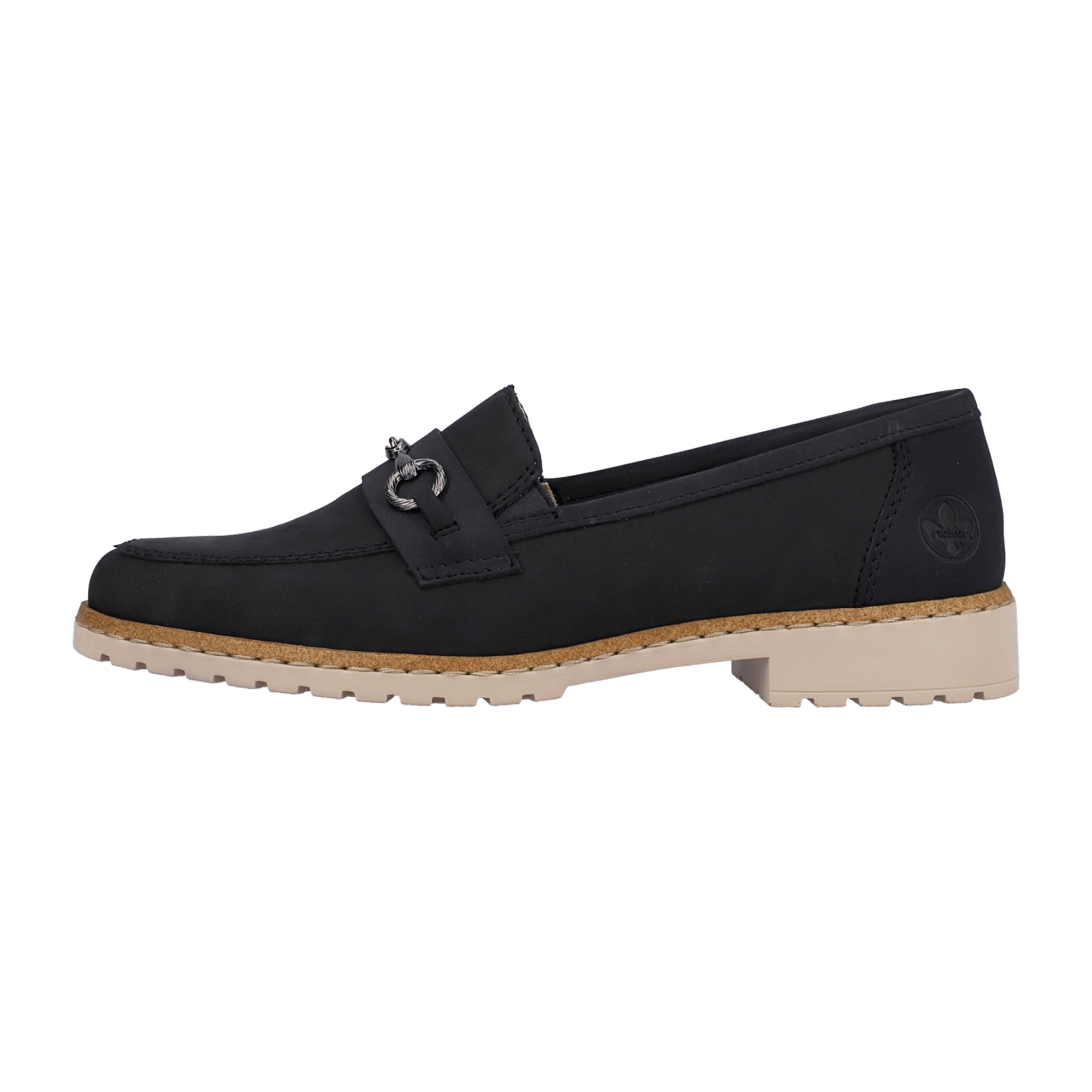 Rieker Women's Blue Suede Loafers Slip-On Comfortable Shock-Absorbing Sole