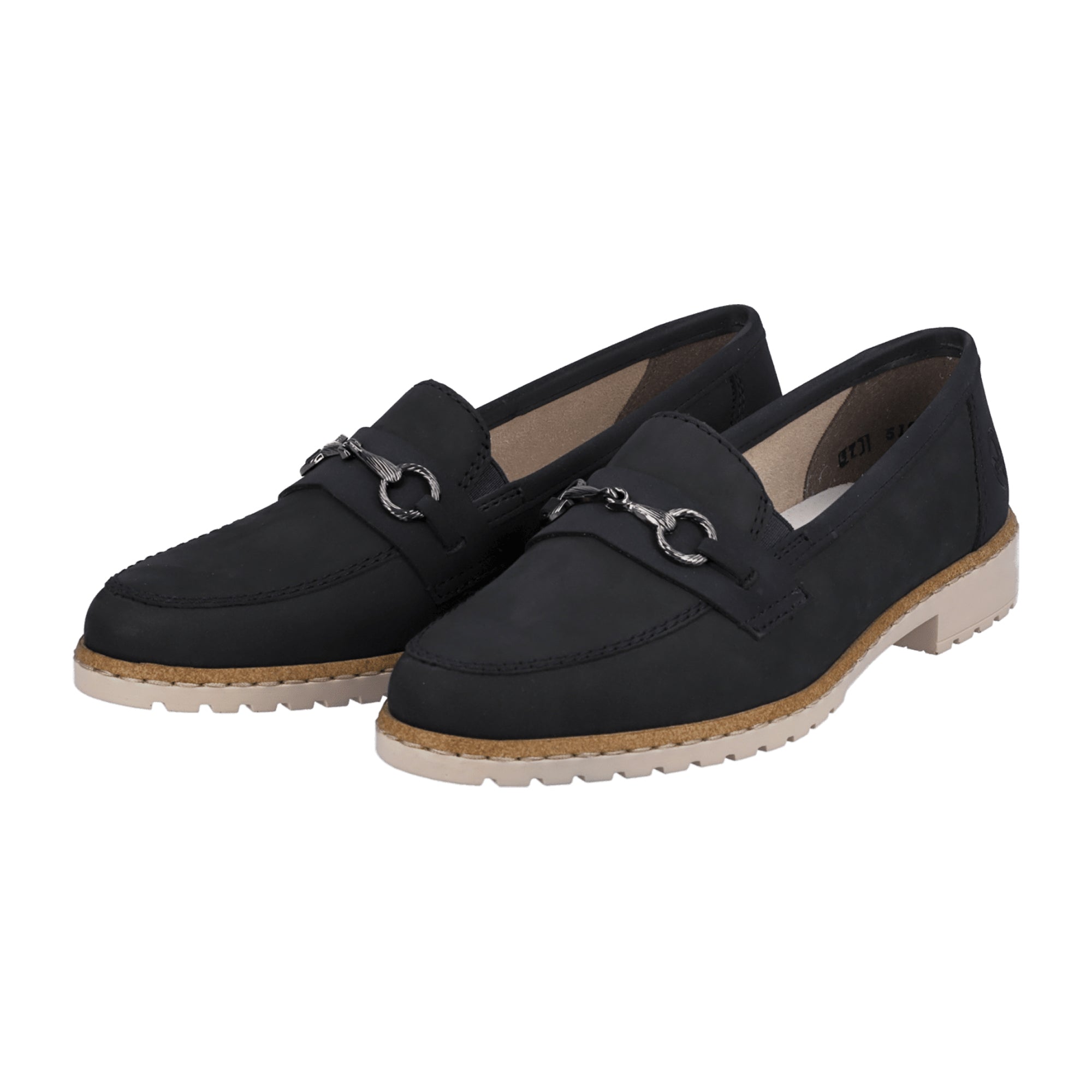 Rieker Women's Blue Suede Loafers Slip-On Comfortable Shock-Absorbing Sole
