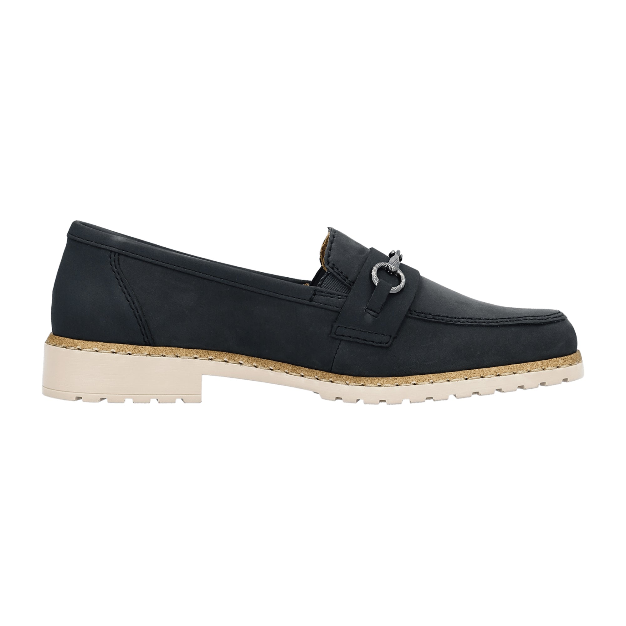 Rieker Women's Blue Suede Loafers Slip-On Comfortable Shock-Absorbing Sole