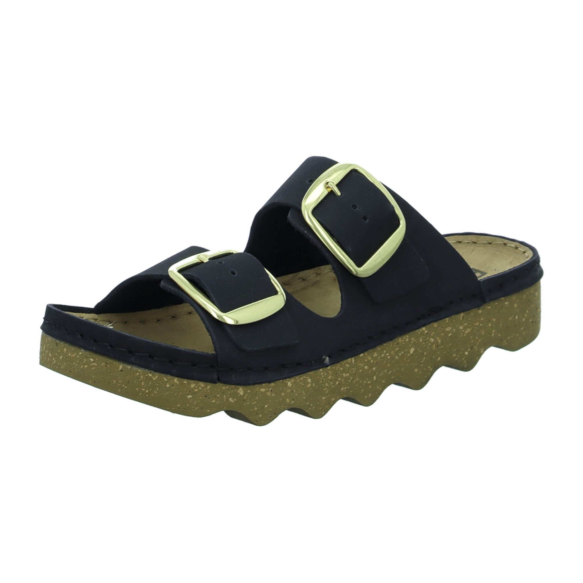 Rohde Foggia D Black Nubuck Leather Women's Sandals with Buckle Closure