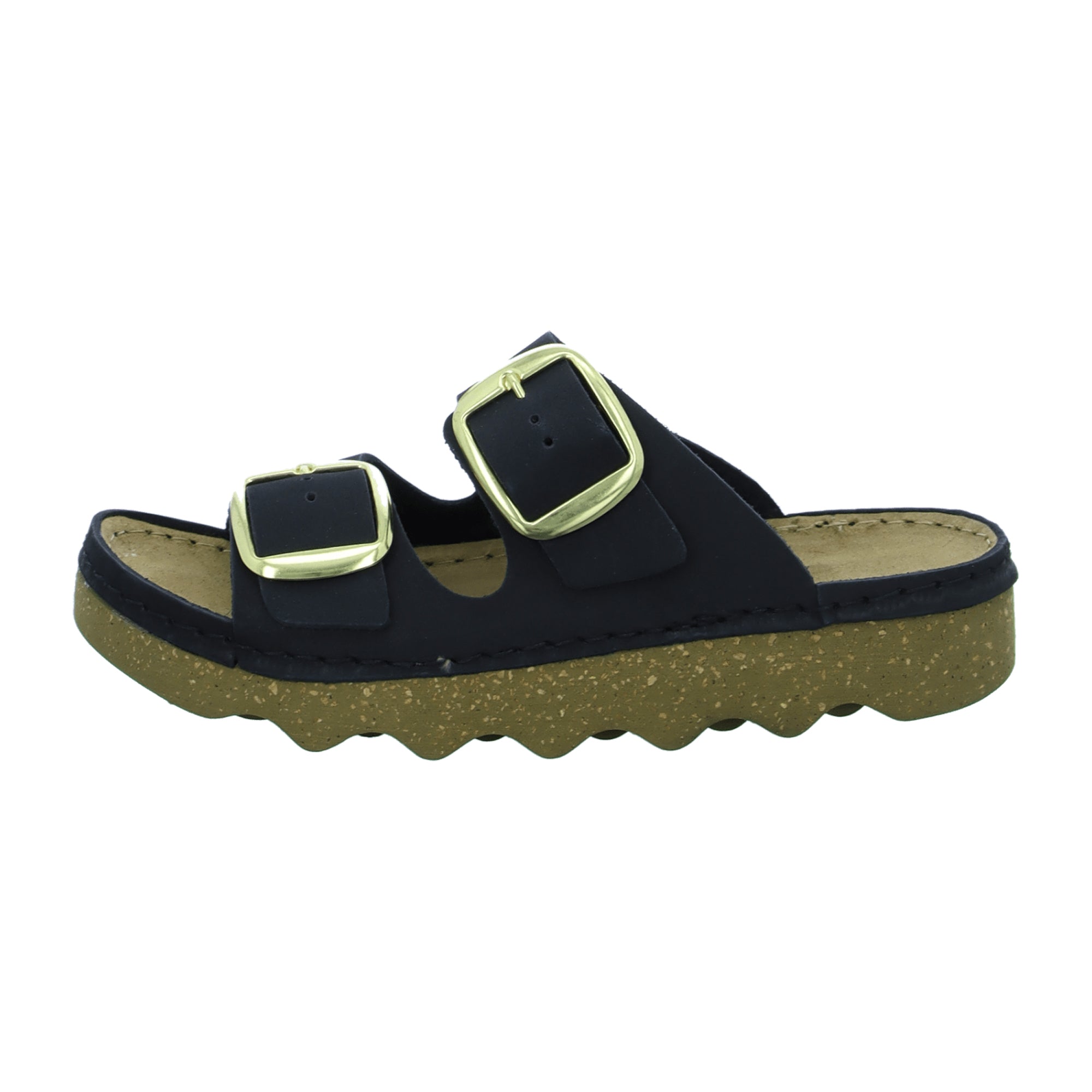 Rohde Foggia D Black Nubuck Leather Women's Sandals with Buckle Closure