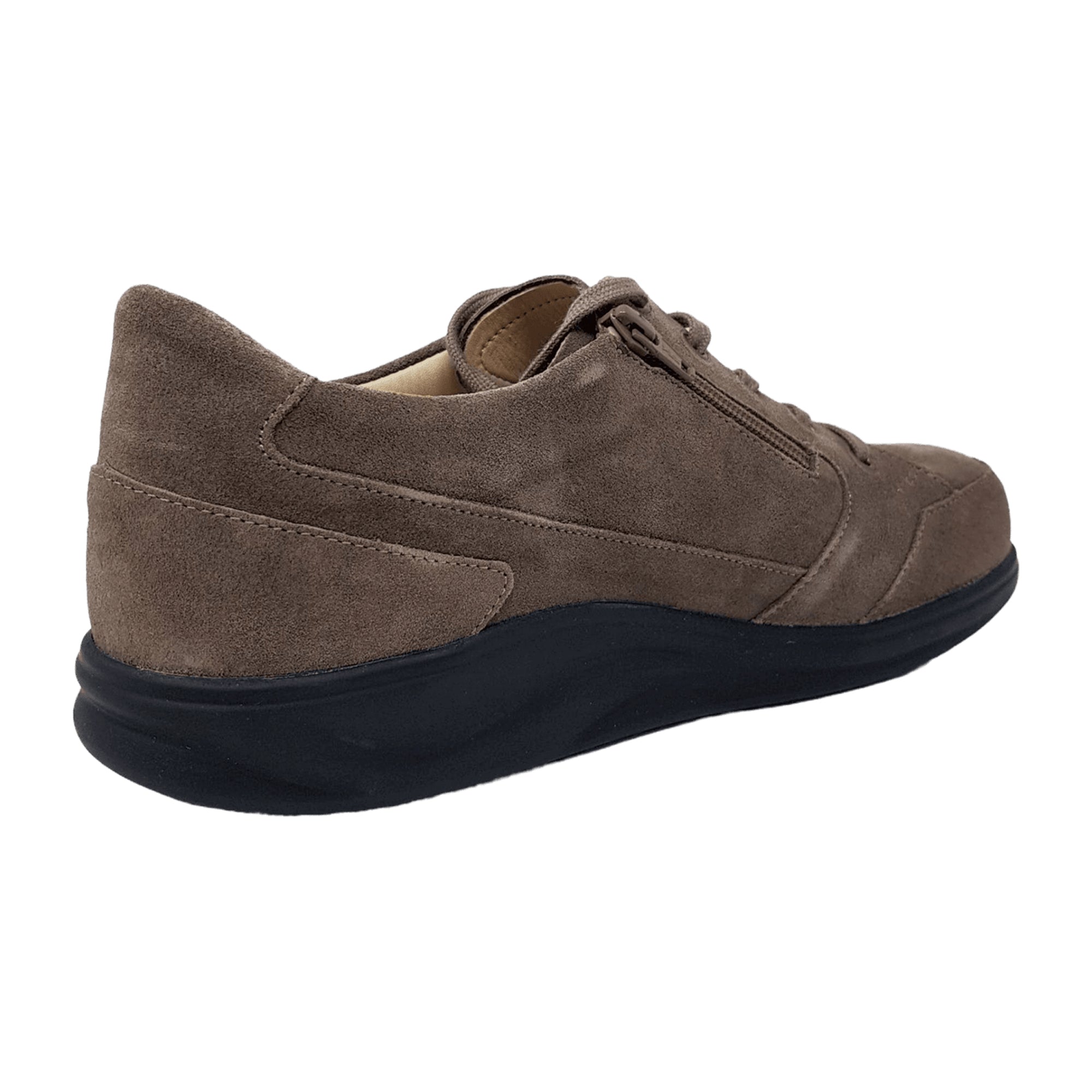 Finn Comfort Huaraz Men's Comfort Shoes - Stylish Brown Suede Leather Lace-Up with Side Zipper