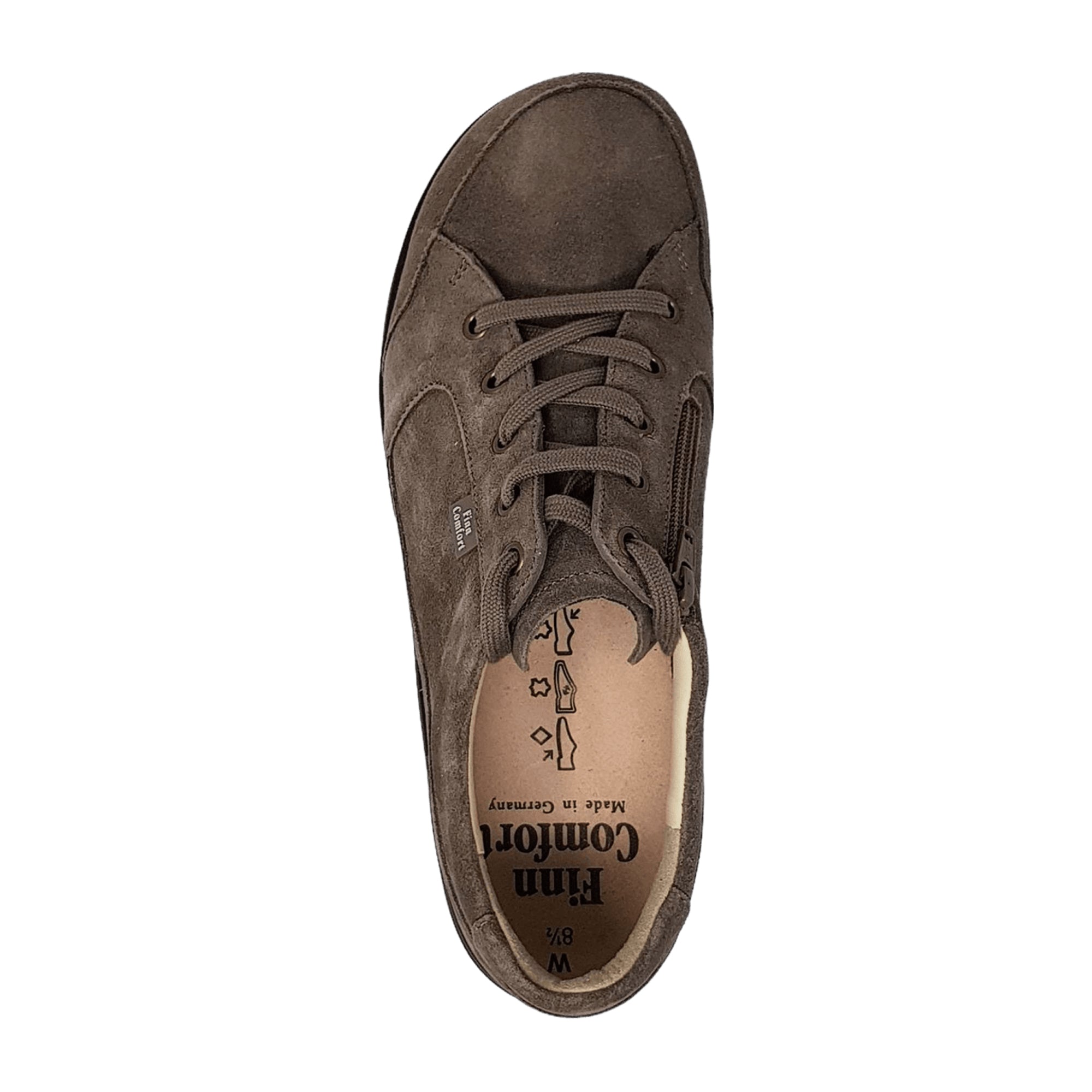 Finn Comfort Huaraz Men's Comfort Shoes - Stylish Brown Suede Leather Lace-Up with Side Zipper