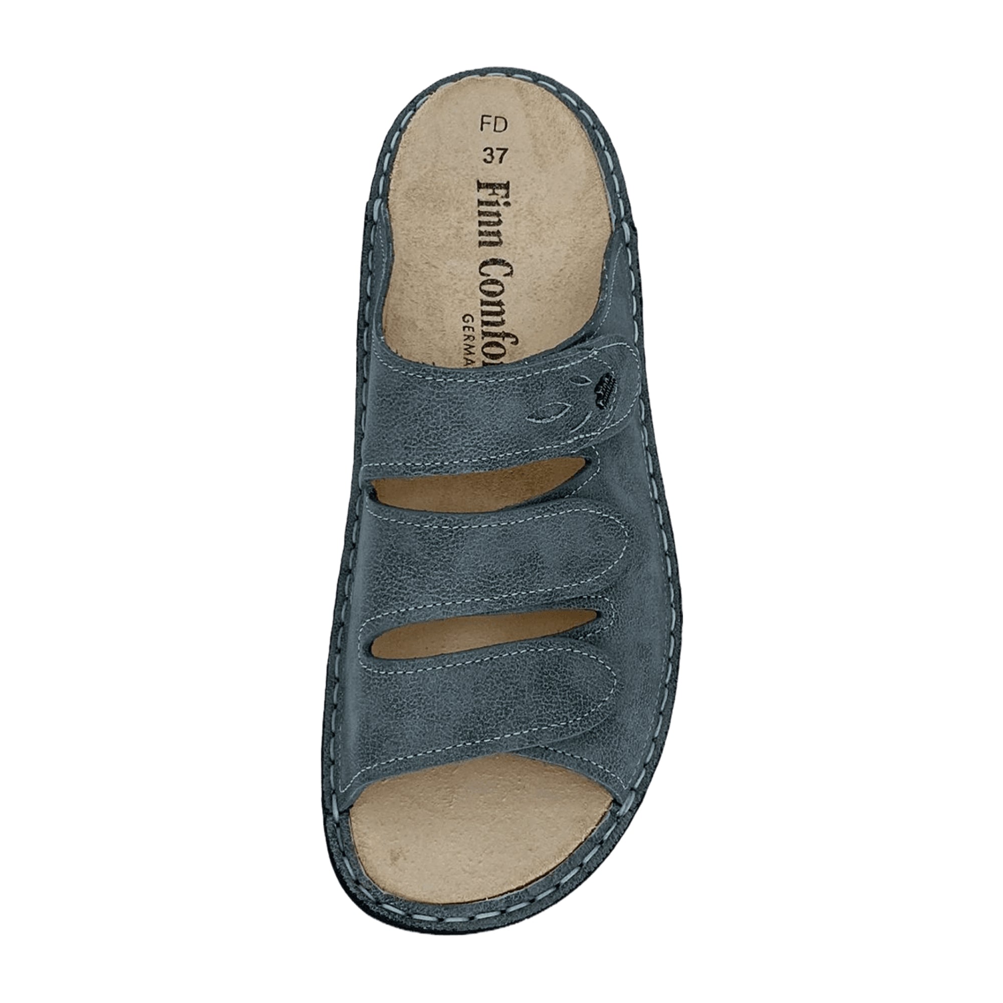 Finn Comfort Kos Women's Sandals - Comfortable Grey Leather Slide Sandals with Adjustable Straps