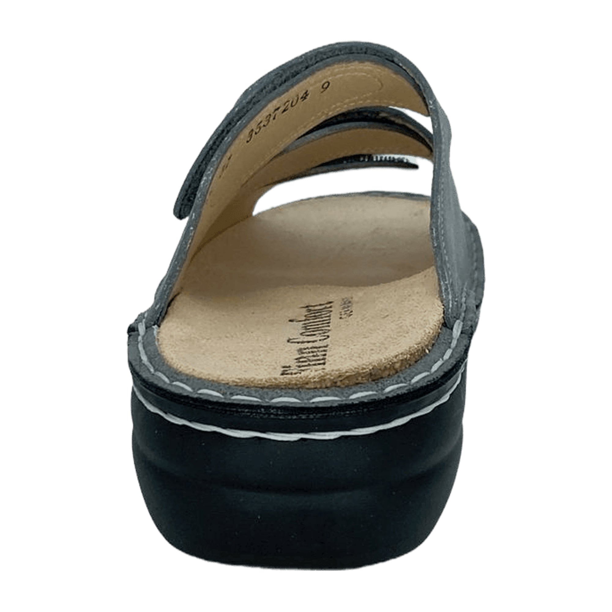 Finn Comfort Kos Women's Sandals - Comfortable Grey Leather Slide Sandals with Adjustable Straps