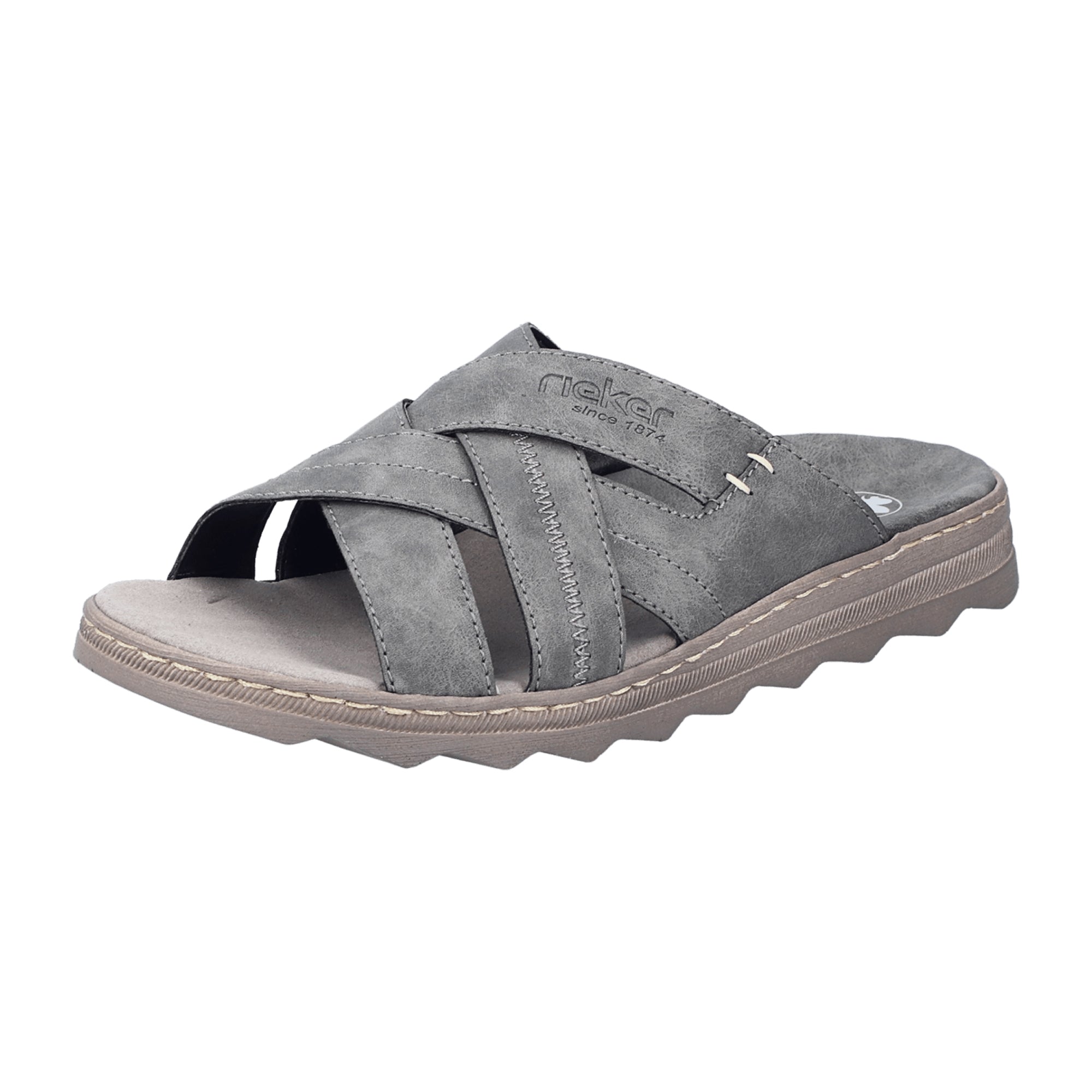 Rieker FSK Men's Grey Sandals Comfortable Flat Sole Casual Footwear