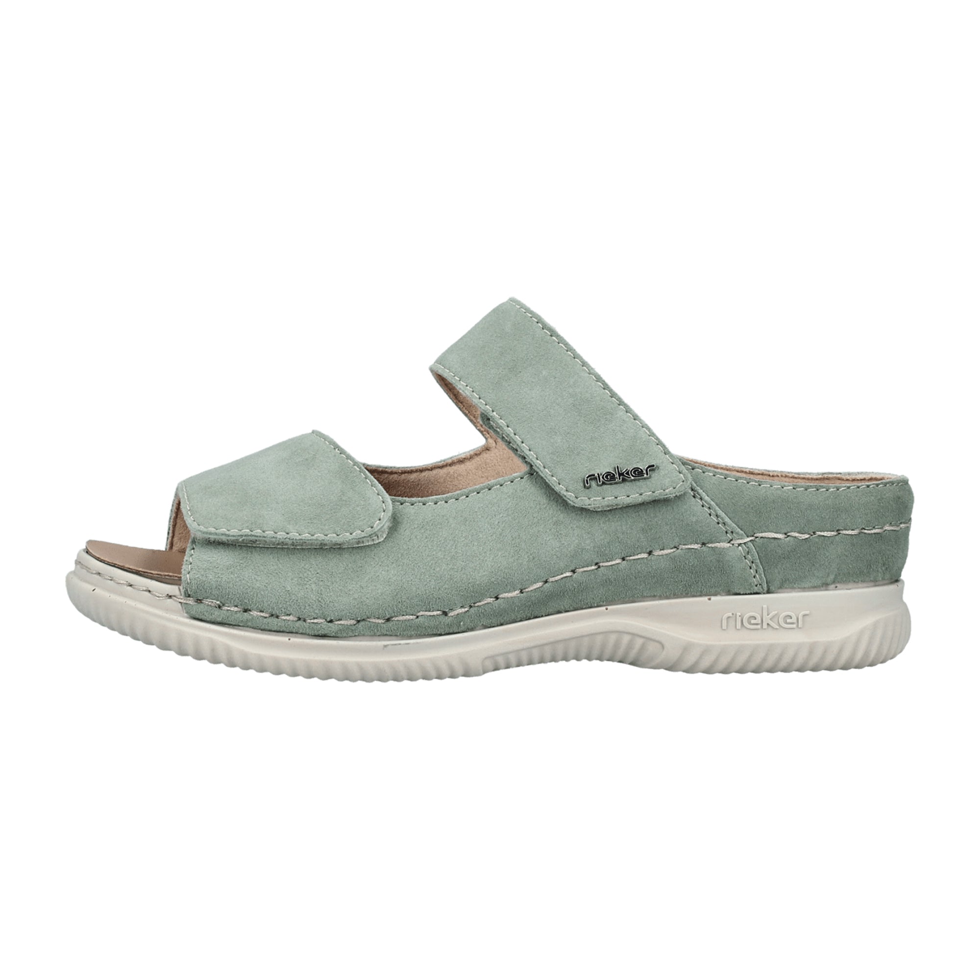 Rieker Women's Green Sandals Sheepsuede Flat Heel Comfortable Wide Fit