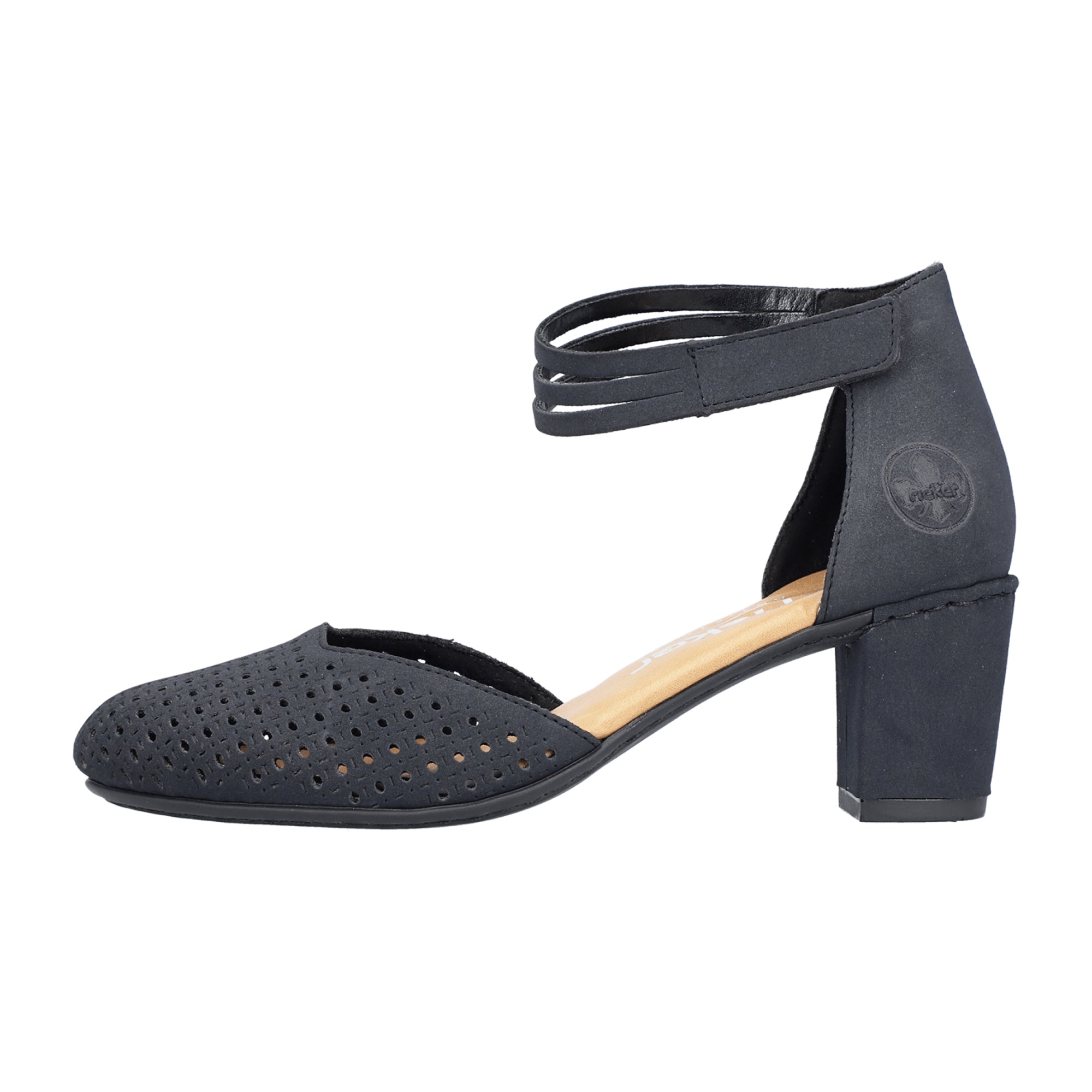 Rieker Blue Women's Shoes, Model 41050-15, Block Heel, Faux Leather