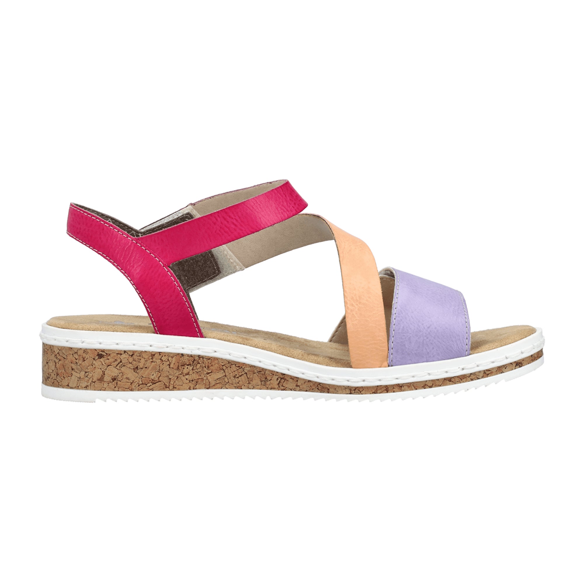 Rieker V367090 Women's Colorful Flat Shoes with Velcro Strap Synthetic Leather
