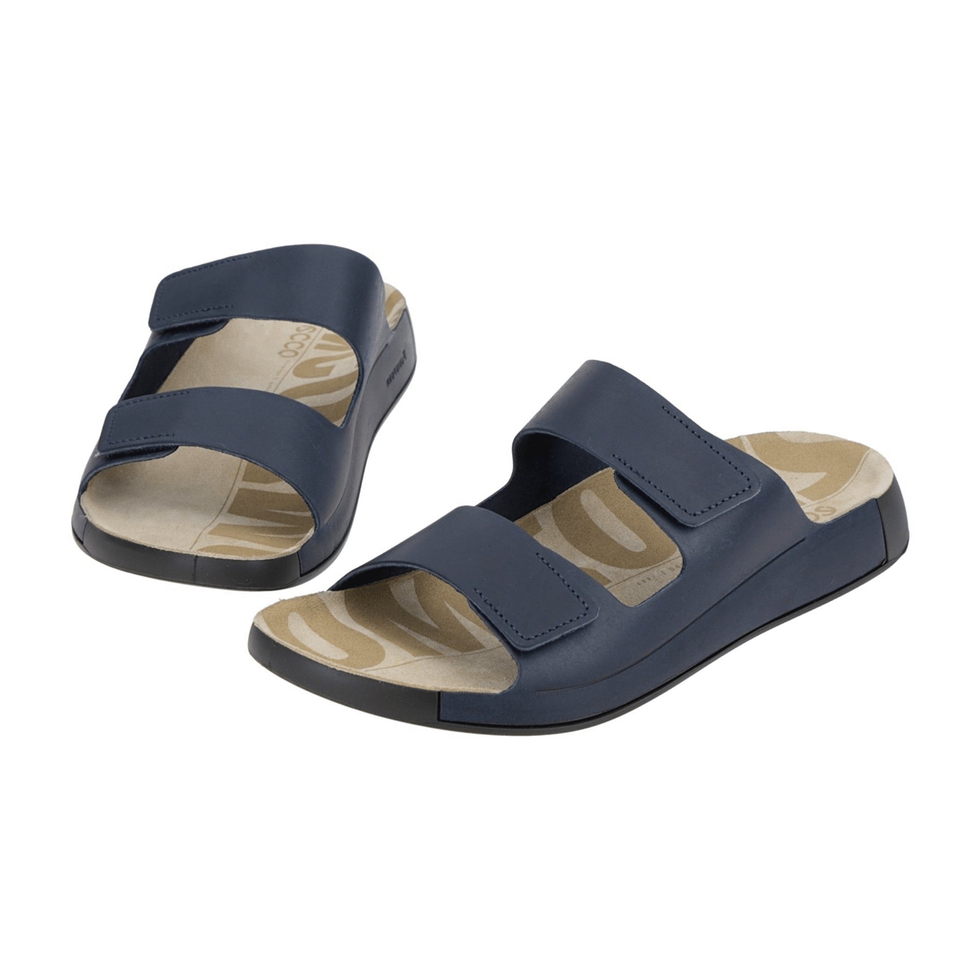 Ecco Cozmo Men's Slides - Dark Navy with Velcro Strap for Women, Stylish and Durable, Blue