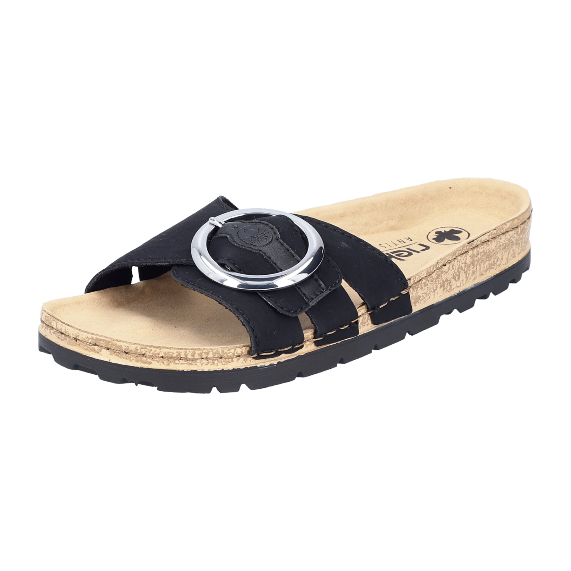 Rieker Black Women’s Sandals Flat Heel Narrow Fit Synthetic Leather