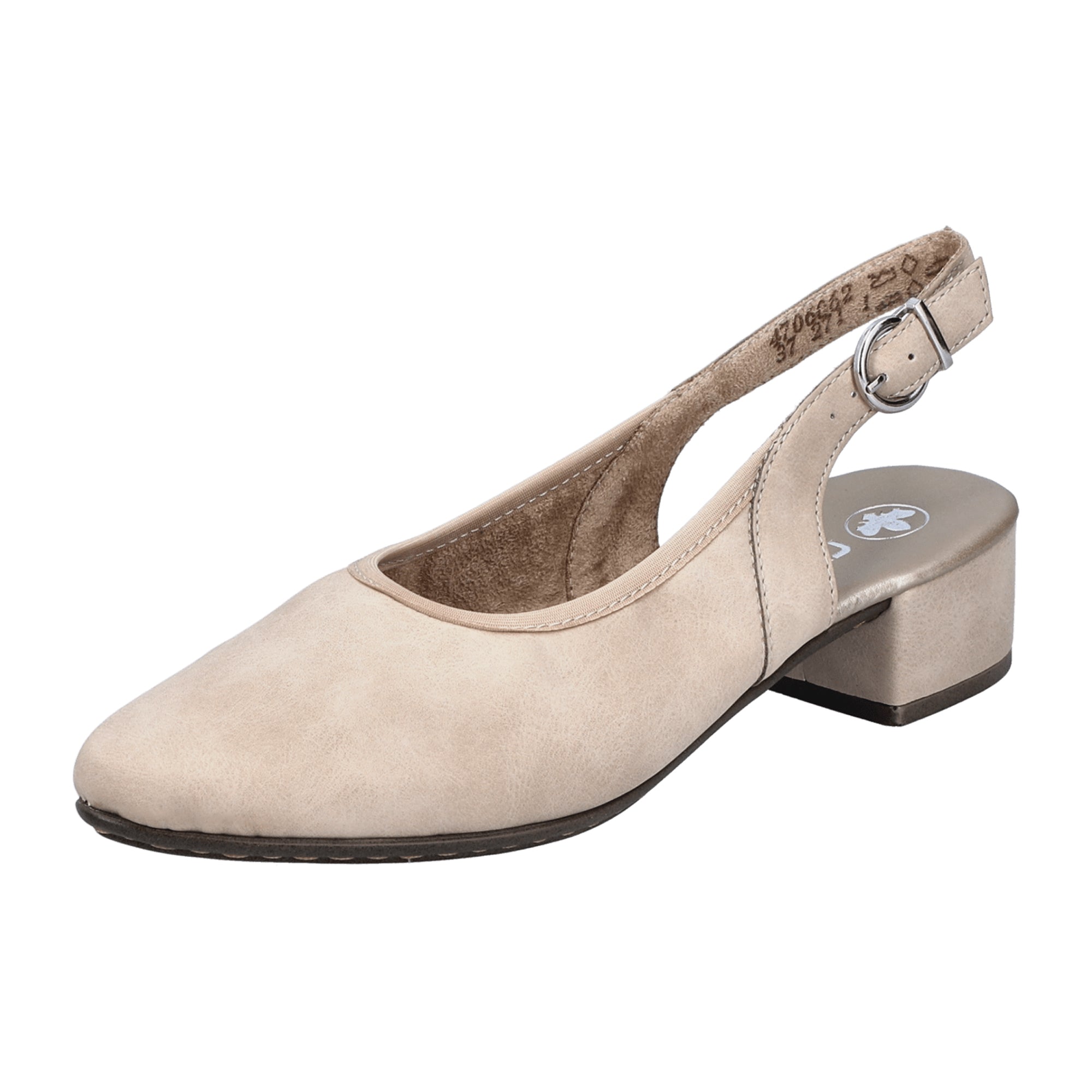 Rieker 47060 Beige Women's Shoes Block Heel Narrow Fit Synthetic Leather