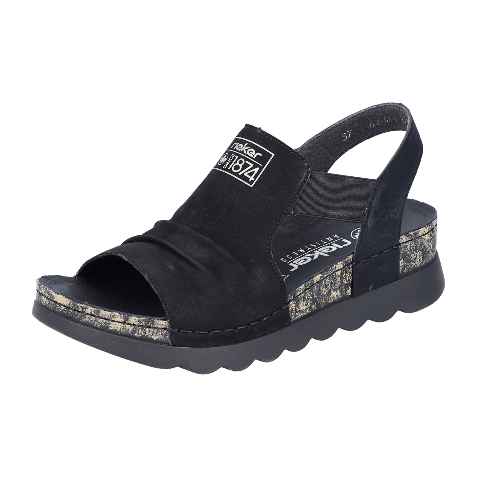 Rieker Women's Black Flat Shoes 64463-01 Suede Upper Textile Lining