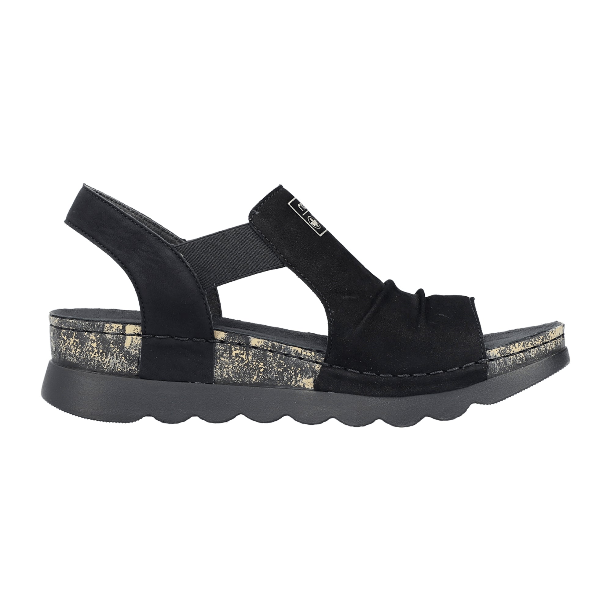 Rieker Women's Black Flat Shoes 64463-01 Suede Upper Textile Lining