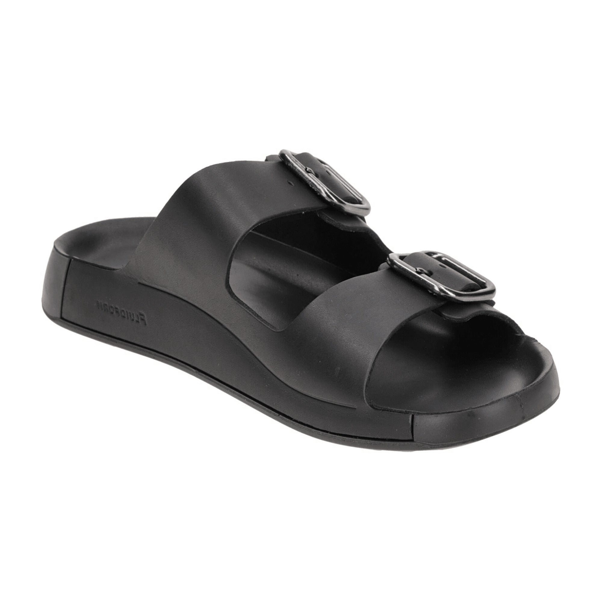 Ecco Cozmo Men's Slide Sandals - Black with Buckle, 500934 | Stylish & Comfortable