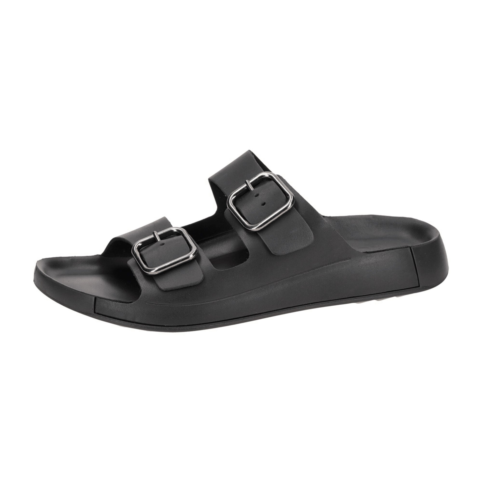Ecco Cozmo Men's Slide Sandals - Black with Buckle, 500934 | Stylish & Comfortable