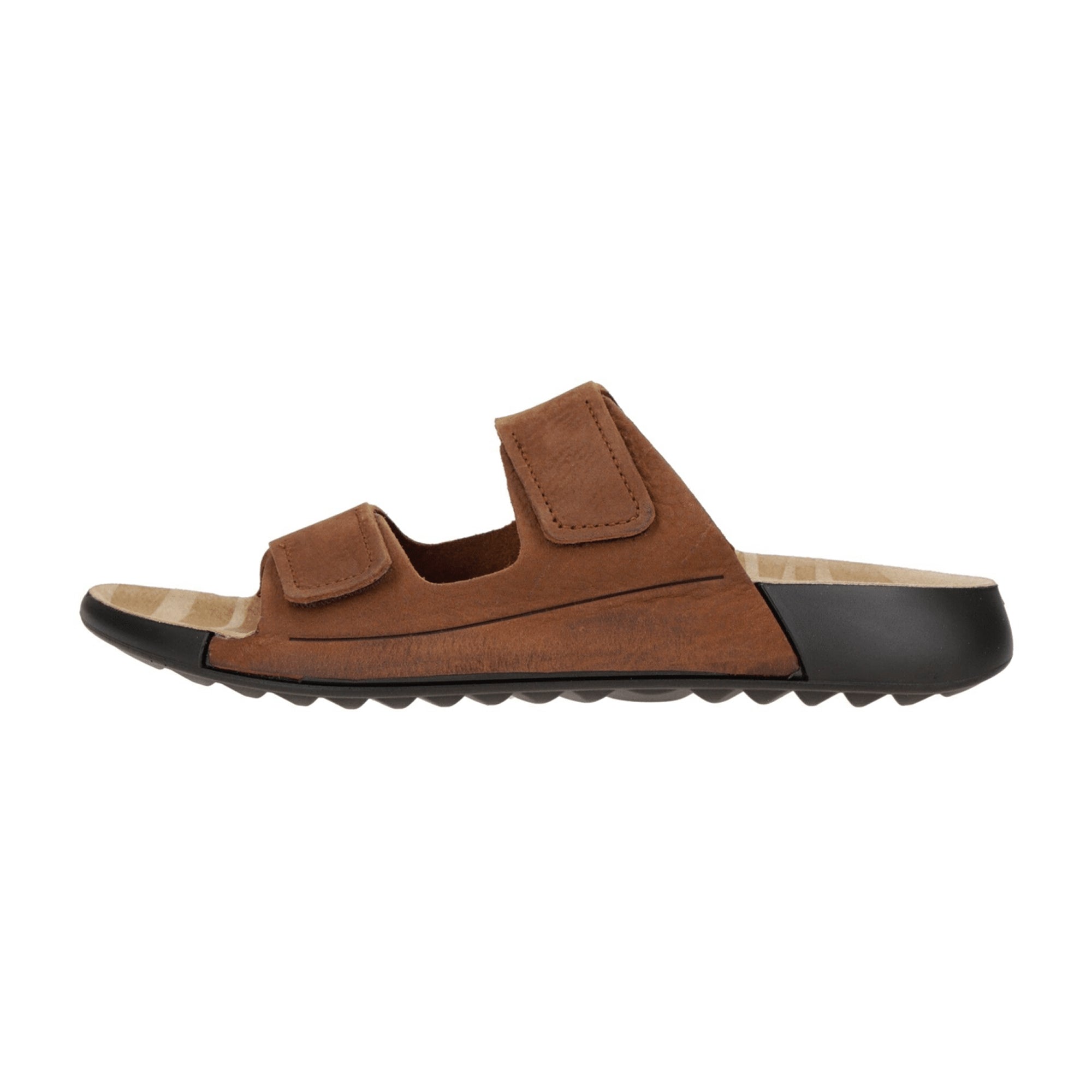 Ecco Cozmo Women's Sandals - Dual Velcro Adjustable Straps, Comfort Brown Slides, 206823