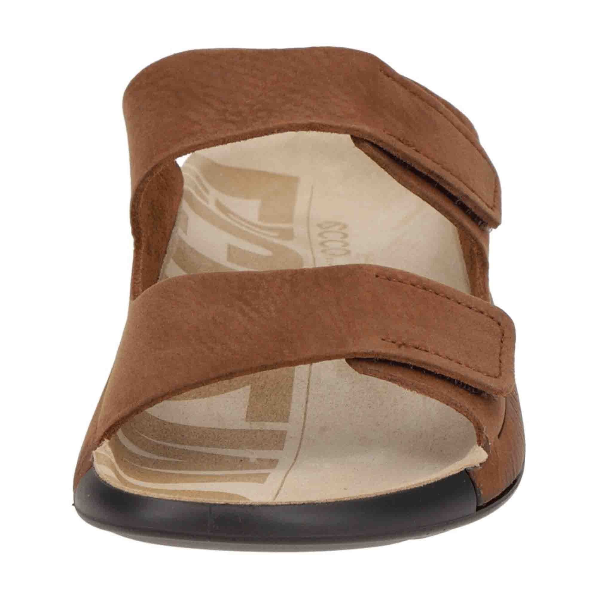 Ecco Cozmo Women's Sandals - Dual Velcro Adjustable Straps, Comfort Brown Slides, 206823