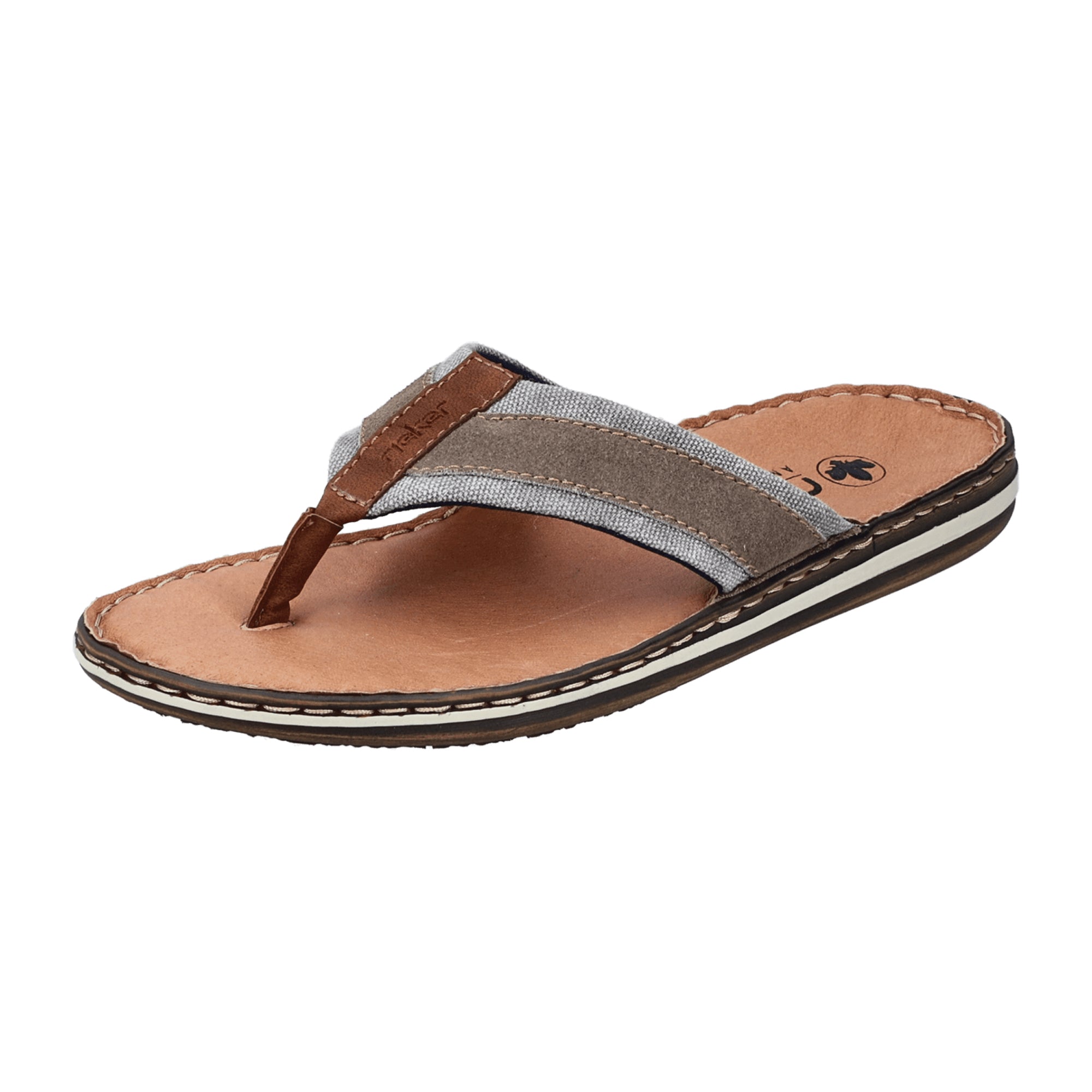 Rieker Men's Grey Slip-On Shoes with Black Sole and Textile Lining