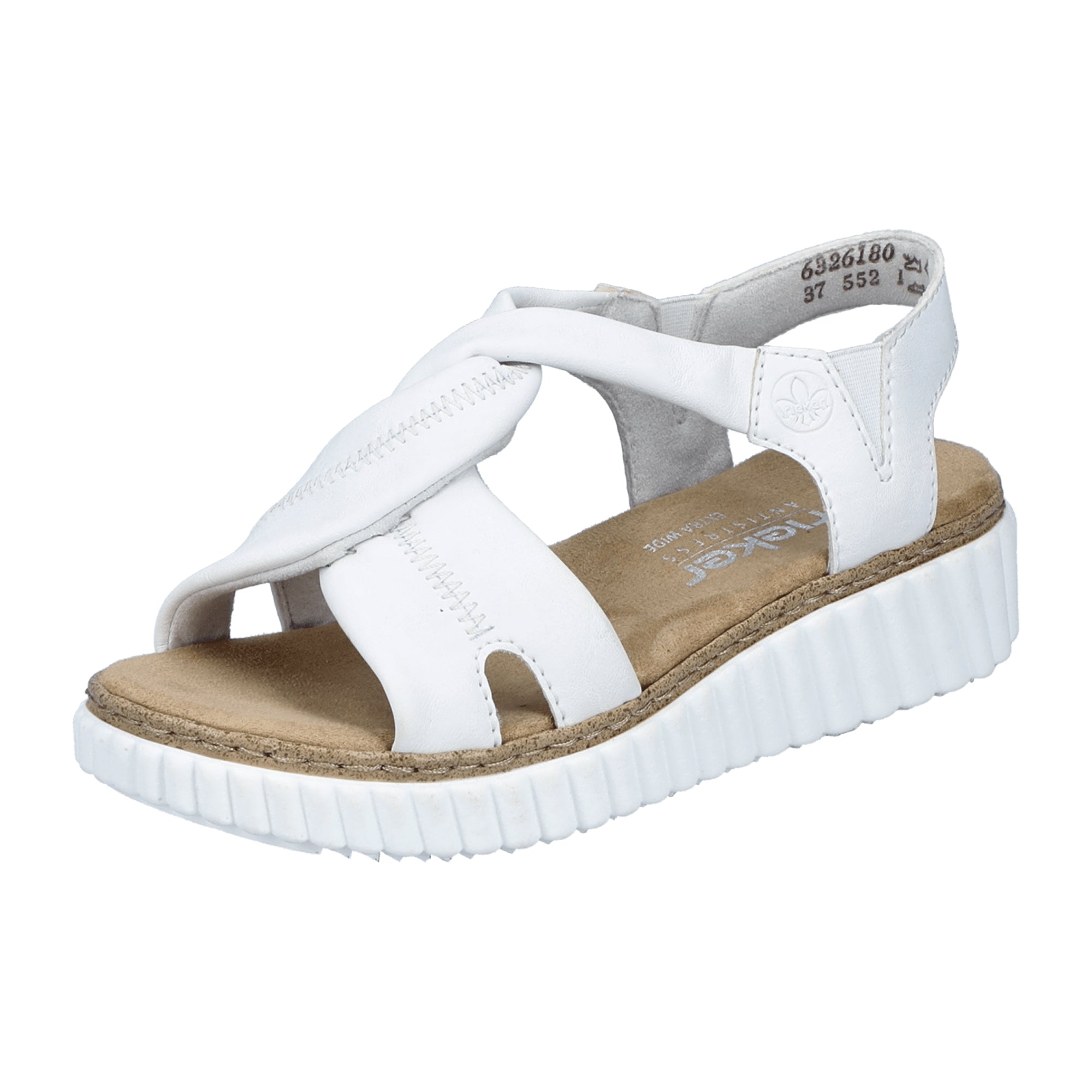 Rieker Women's White Sandals with Wedge Heel Comfortable Slip-On Shoes