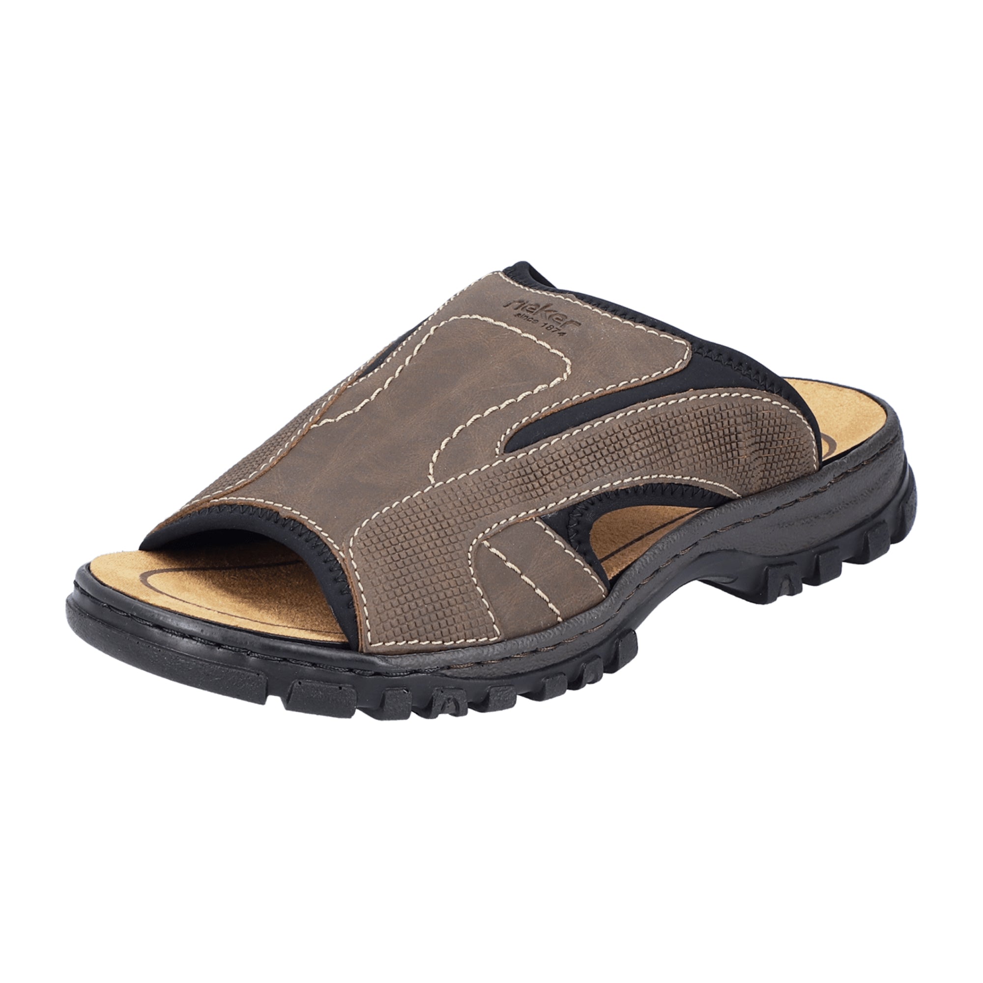 Rieker 25093-25 Brown Men's Shoes Faux Leather Flat Heel Comfortable