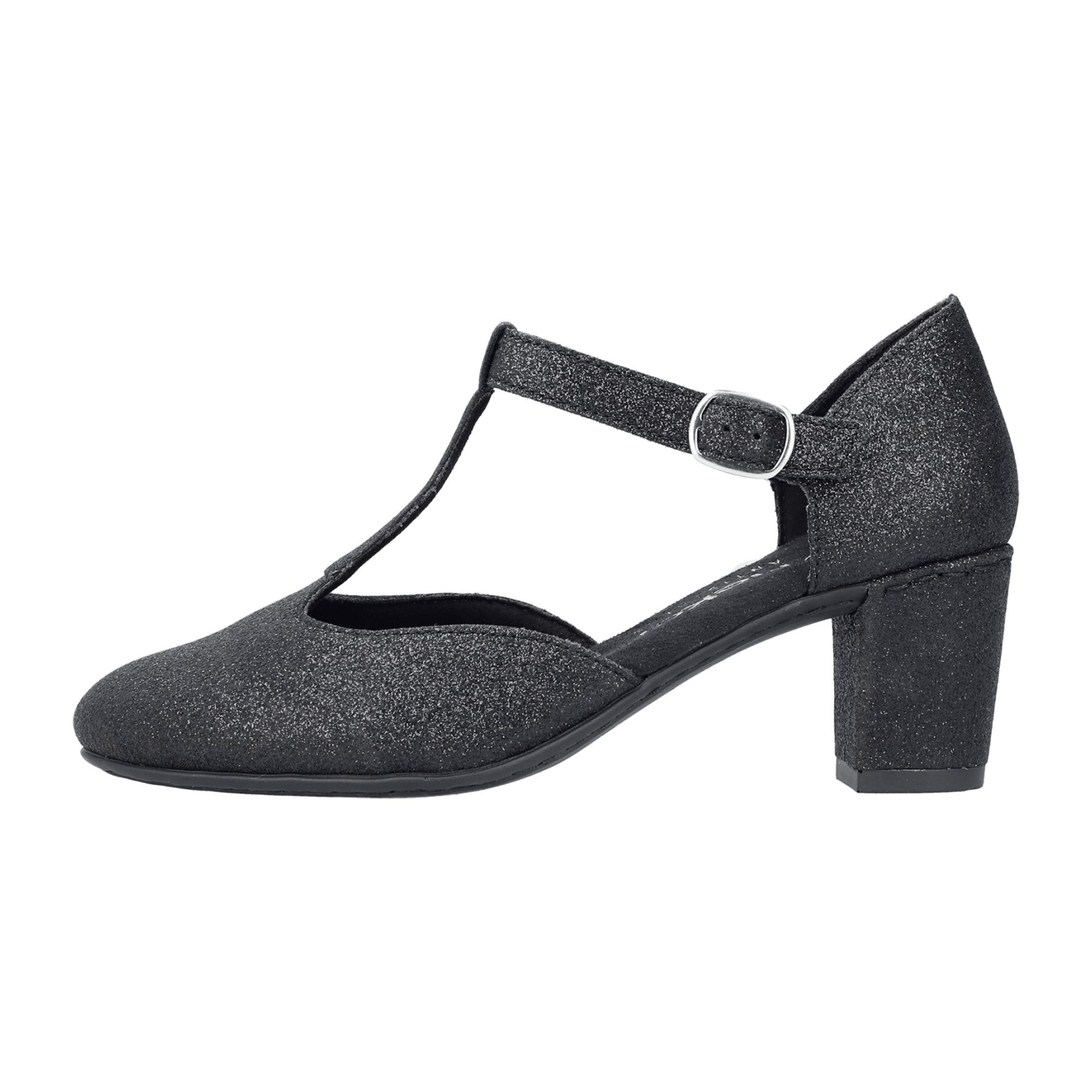 Rieker FSK Women's Black Loafers with Block Heel and PU Sole - Bartel-Shop