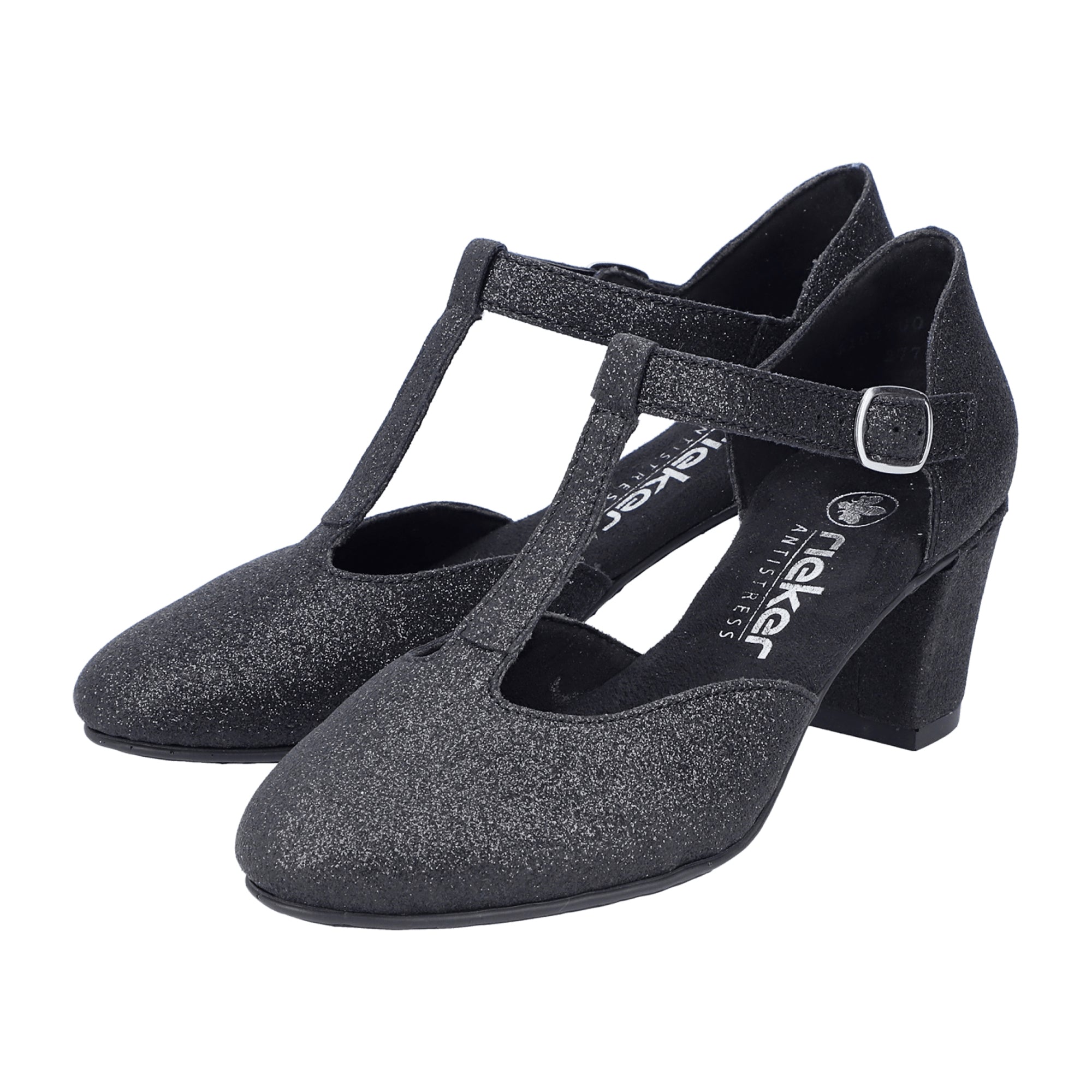 Rieker FSK Women's Black Loafers with Block Heel and PU Sole - Bartel-Shop
