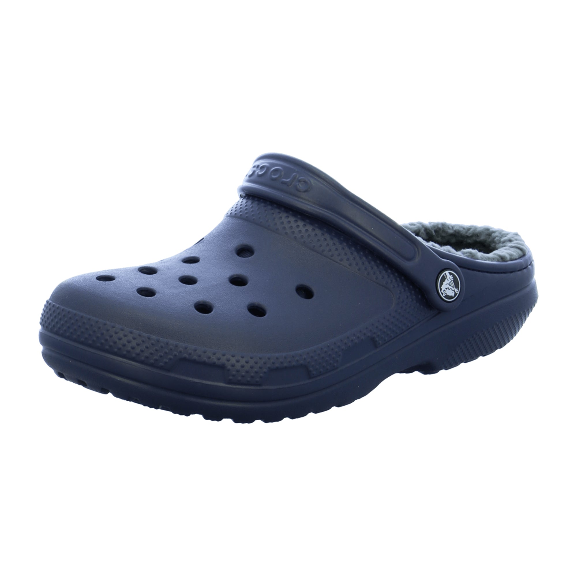 Crocs Classic Lined Clogs for Men, Navy/Charcoal Blue - Cozy Fleece Lining