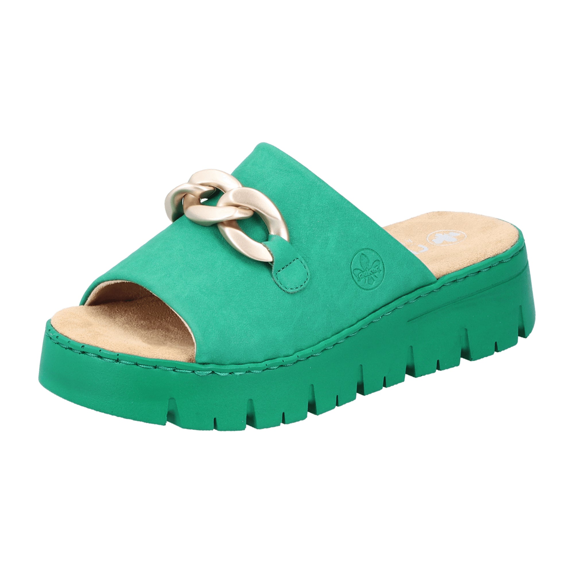 Rieker Green Women's Sandals Comfortable Platform Heel Faux Leather