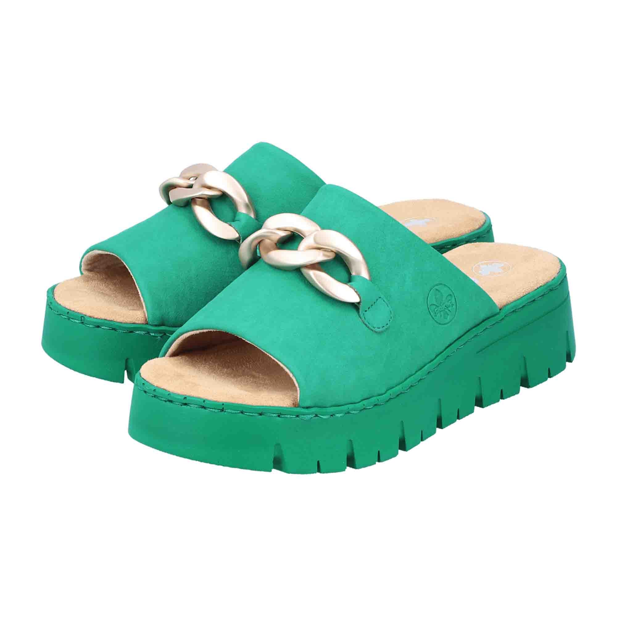 Rieker Green Women's Sandals Comfortable Platform Heel Faux Leather