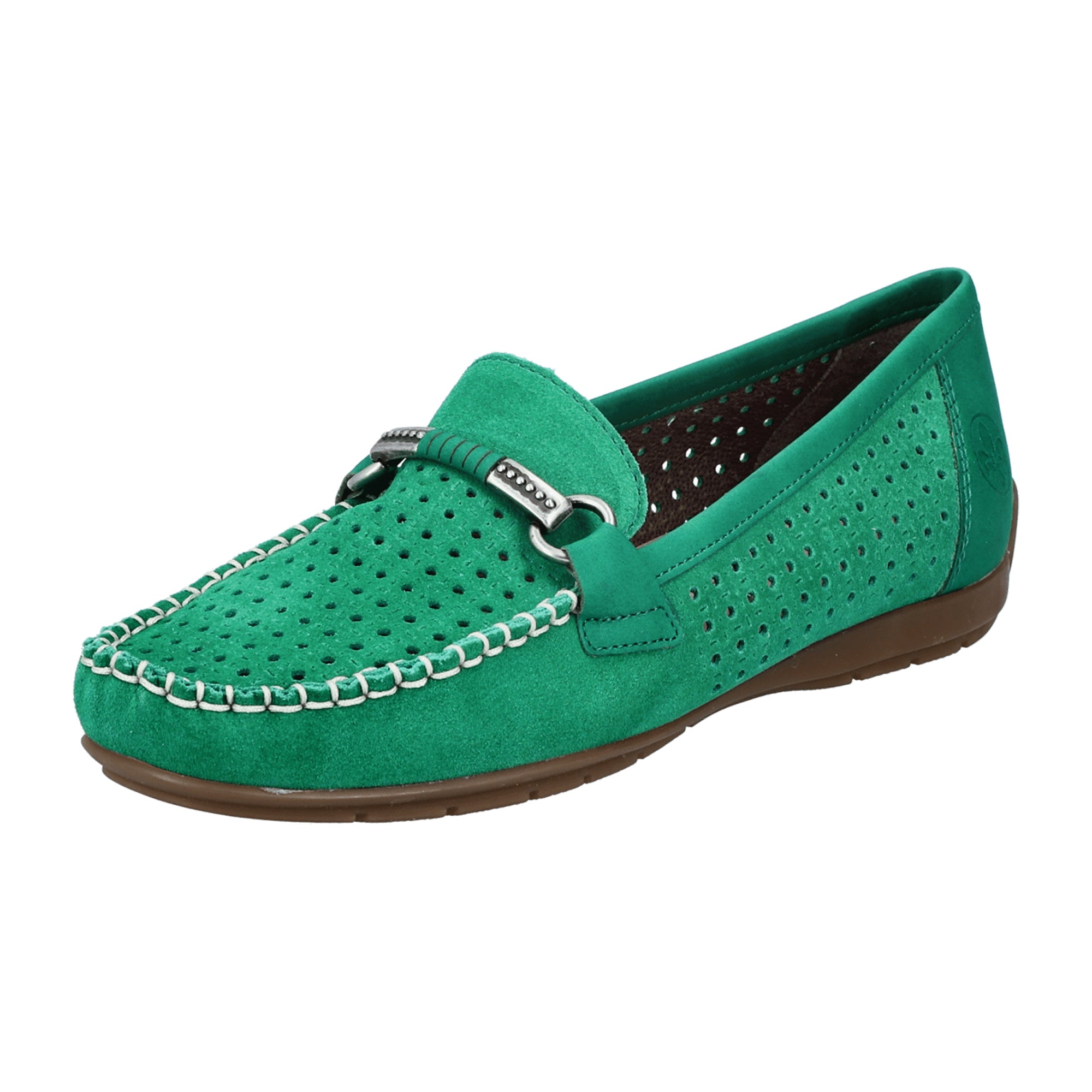 Rieker Green Women's Slip-On Shoes Suede Upper Flat Heel Narrow Fit