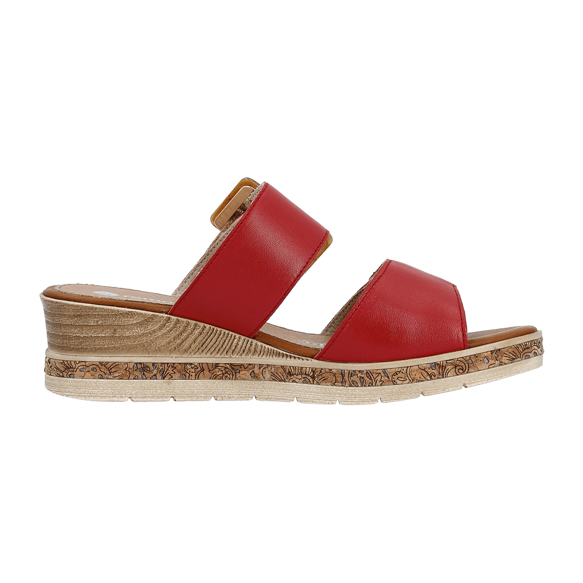 Red Remonte Women's Sandals with Wedge Heel and Leather Upper