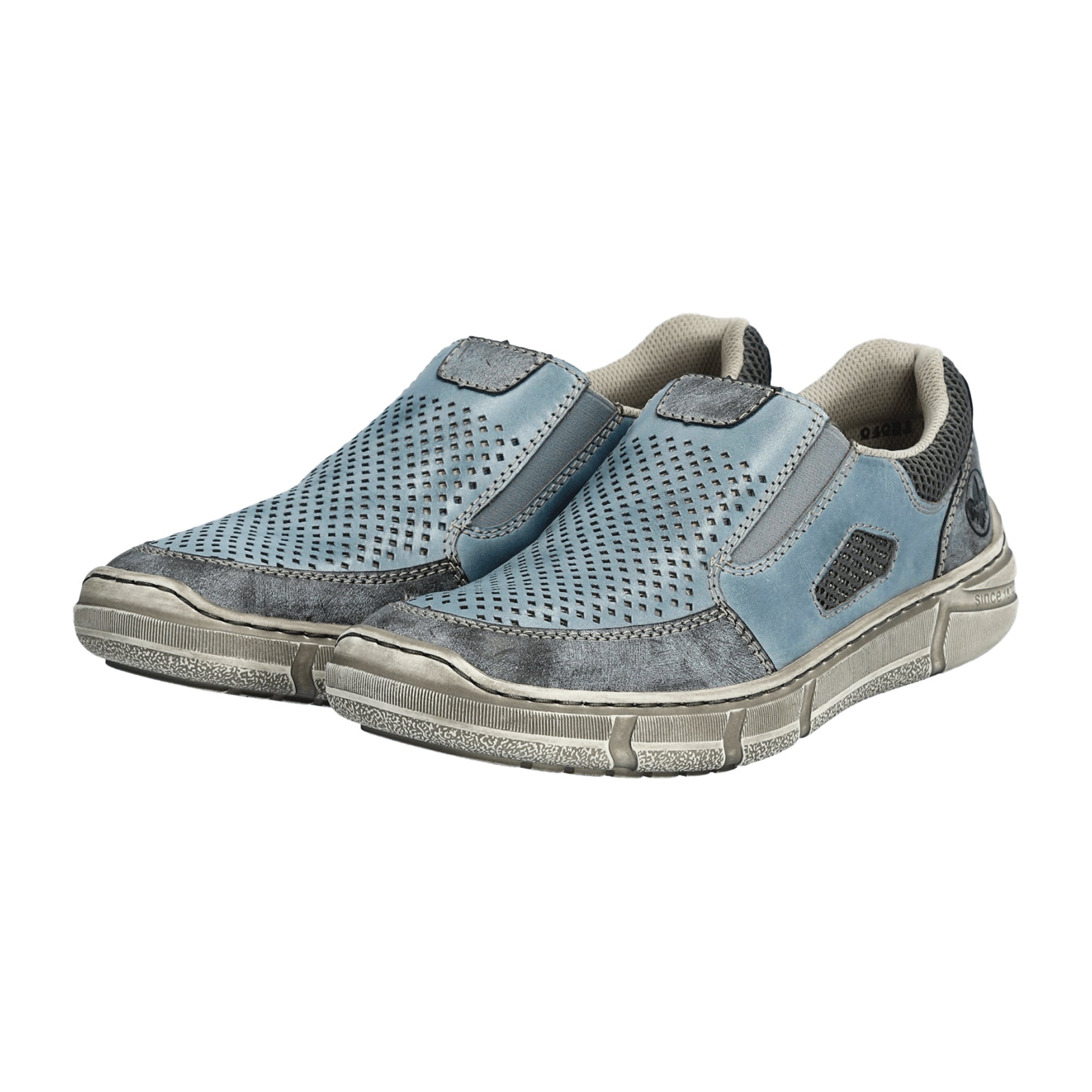 Rieker FSK Men's Blue Slip-On Loafers with Flat Heel and Synthetic Leather - Bartel-Shop