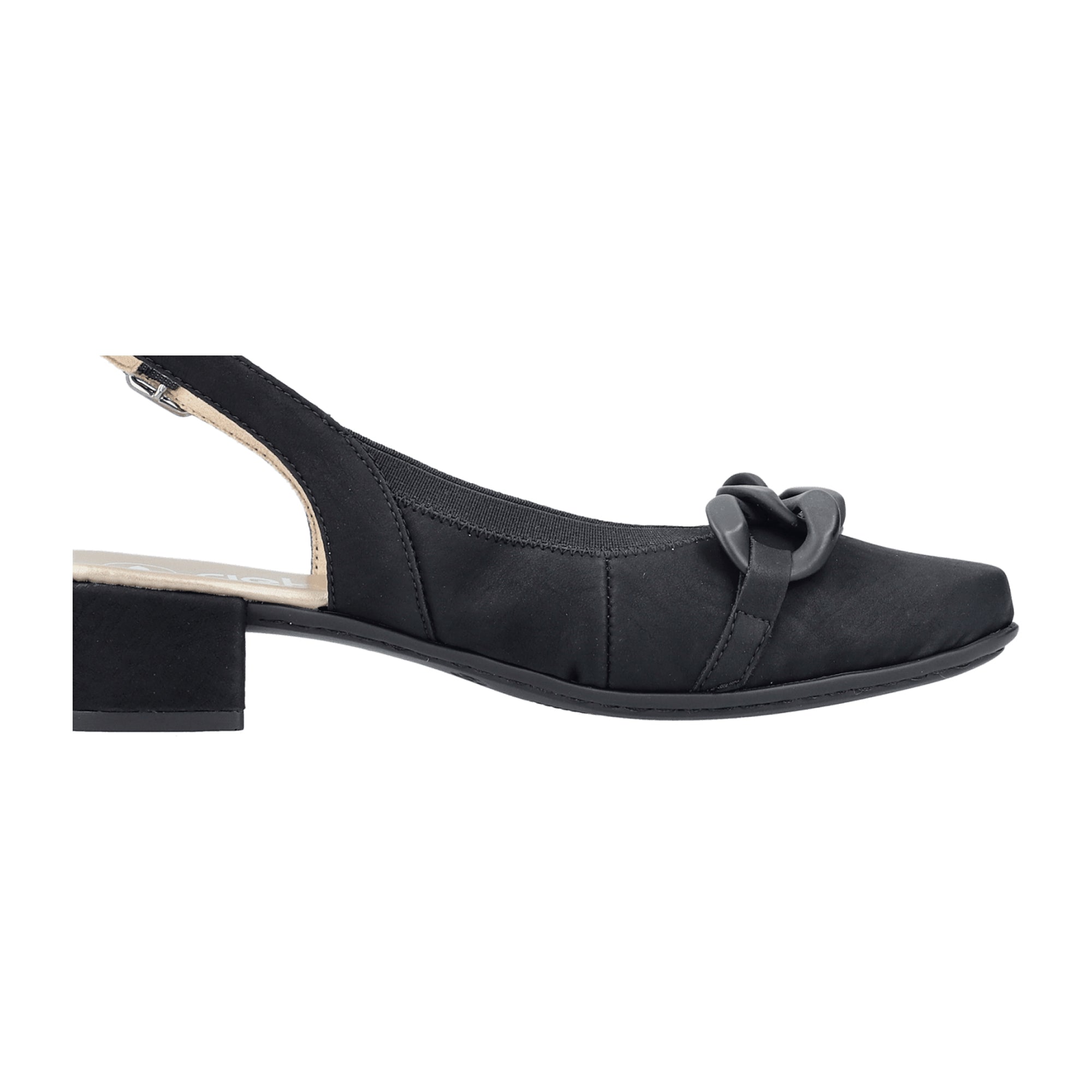 Rieker 47068 Black Women's Shoes with Block Heel and Faux Leather Upper