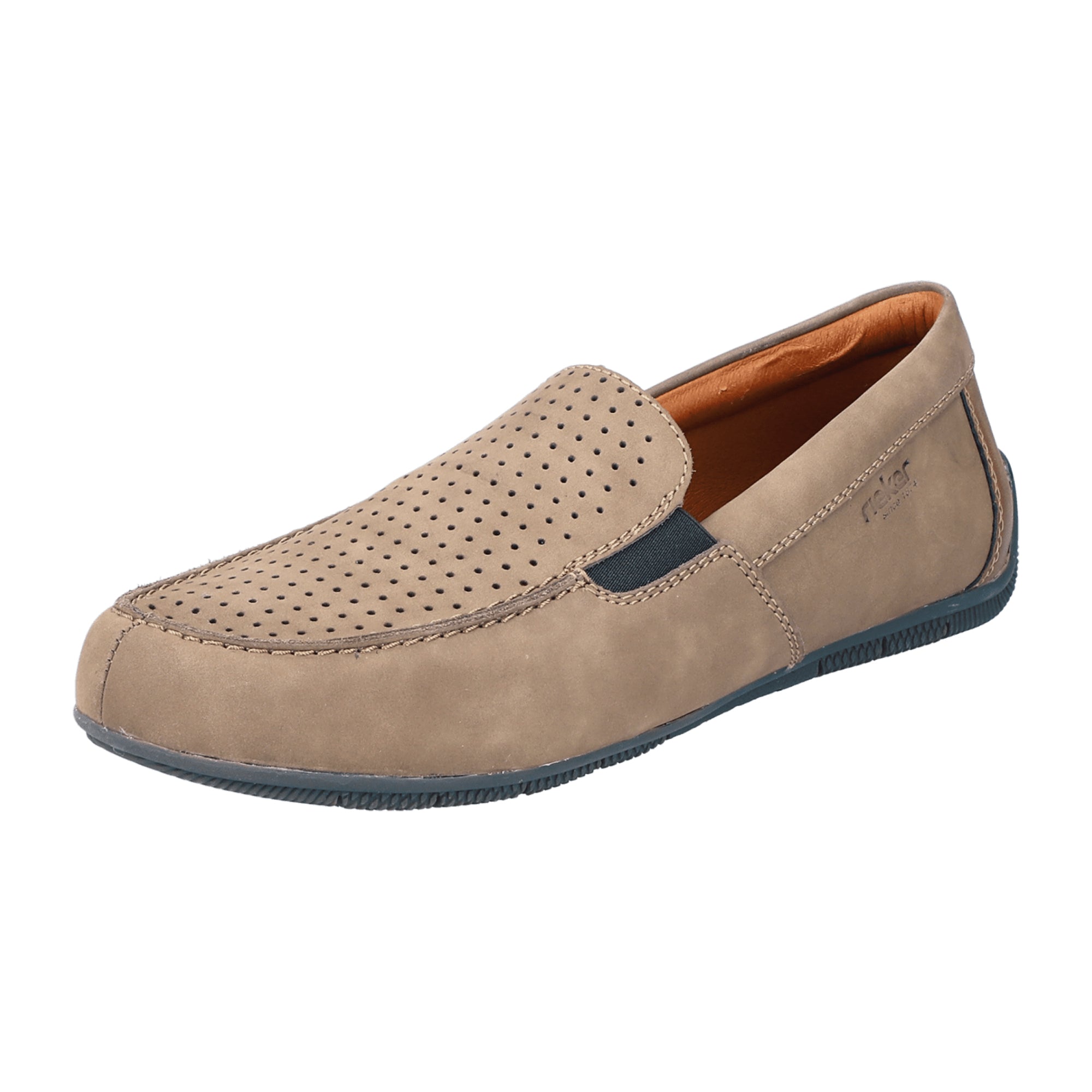 Rieker Men's Brown Leather Slip-On Shoes with Removable Insole