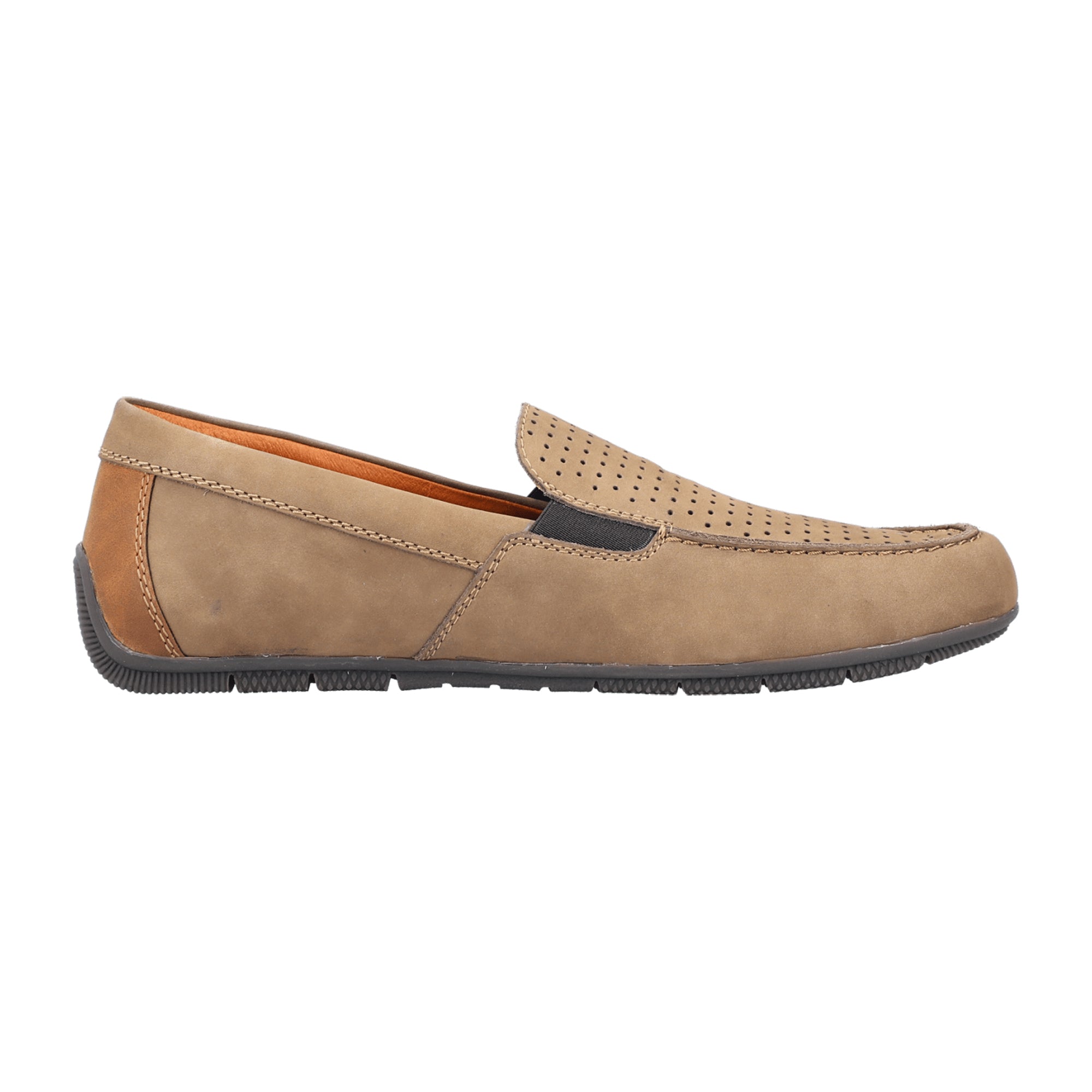 Rieker Men's Brown Leather Slip-On Shoes with Removable Insole
