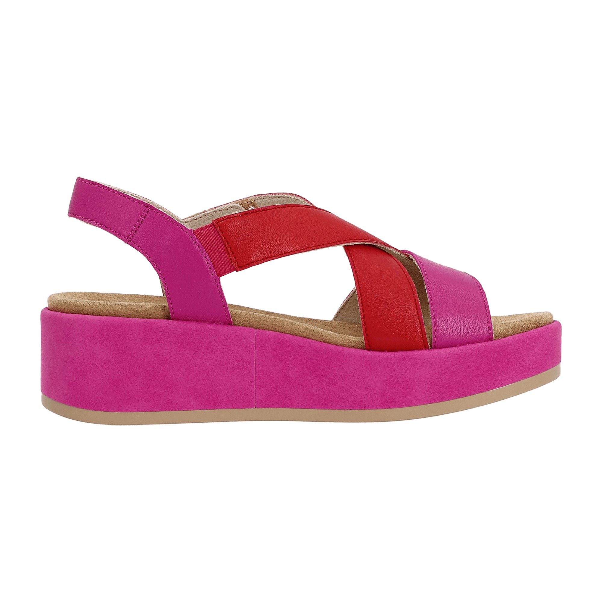 Remonte Women's Pink Leather Shoes with 3.5cm Platform Heel