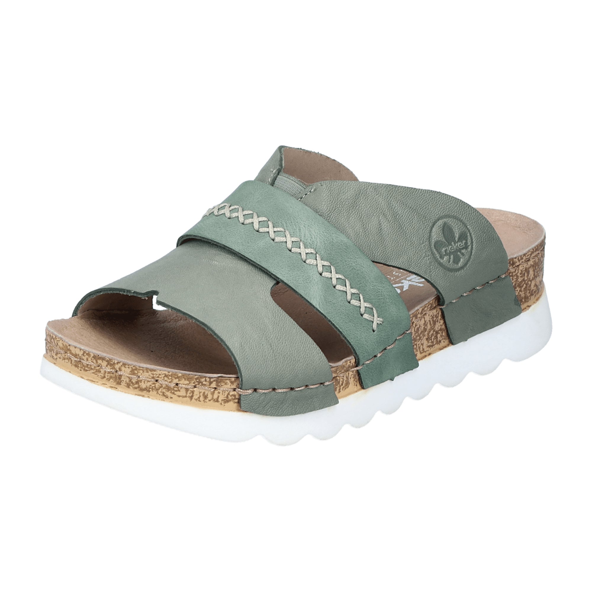 Rieker Women's Green Leather Shoes Model 64469 Comfortable Flat Heel