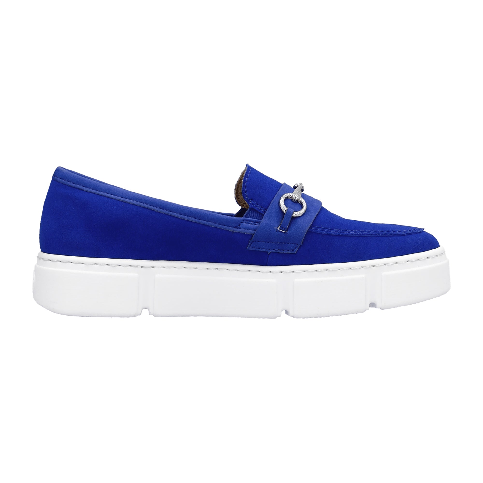 Rieker Women's Blue Slip-On Shoes Leather Upper Low Heel Narrow to Normal Fit