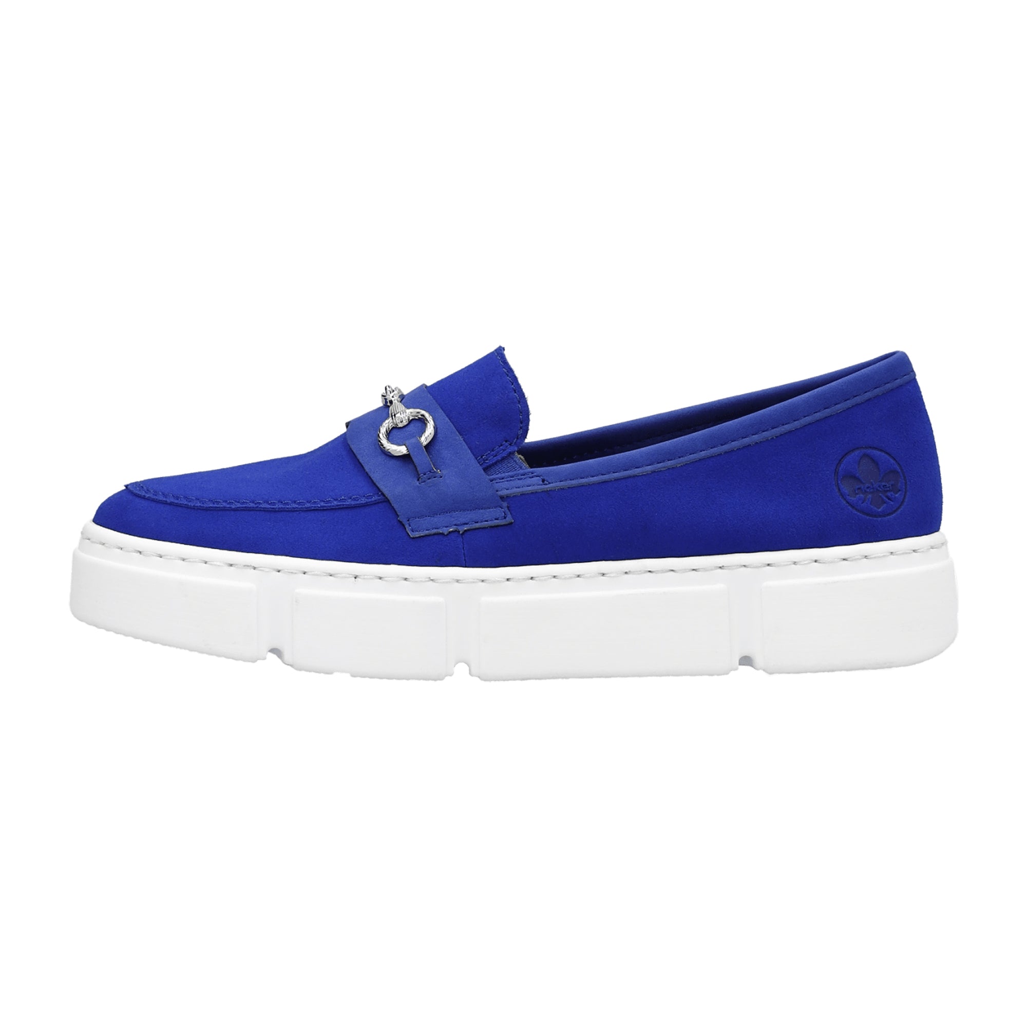 Rieker Women's Blue Slip-On Shoes Leather Upper Low Heel Narrow to Normal Fit